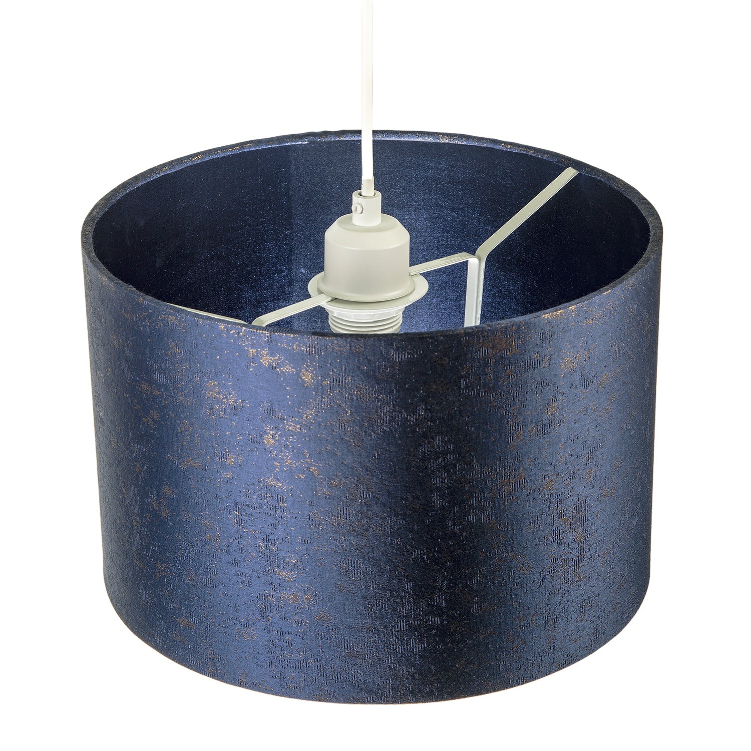 Midnight Blue Jacquard Fabric Lamp Shade with Gold Foil Fleck Accents Image 3