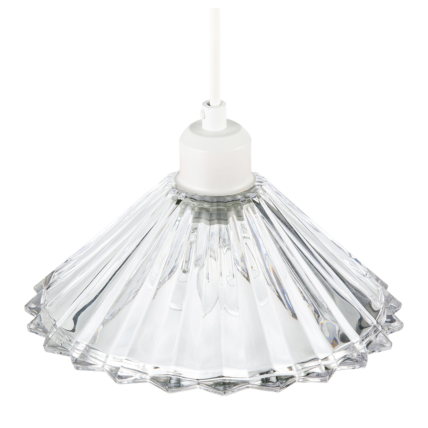 Modern Vertical Fluted Thick Clear Glass Pendant Ceiling Light Shade Image 3