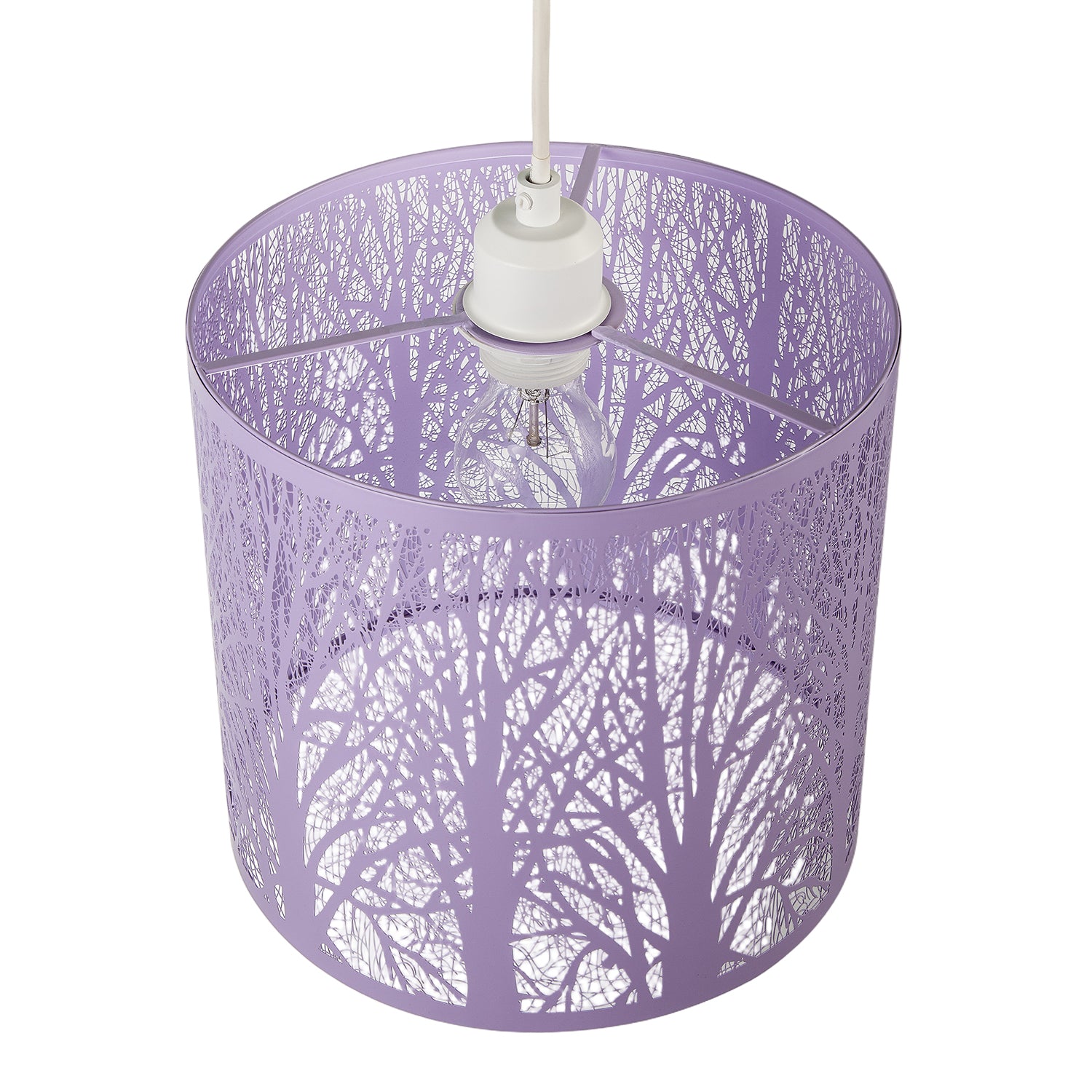 Unique and Beautiful Lavender Lilac Metal Forest Design Pendant Shade Image 4
