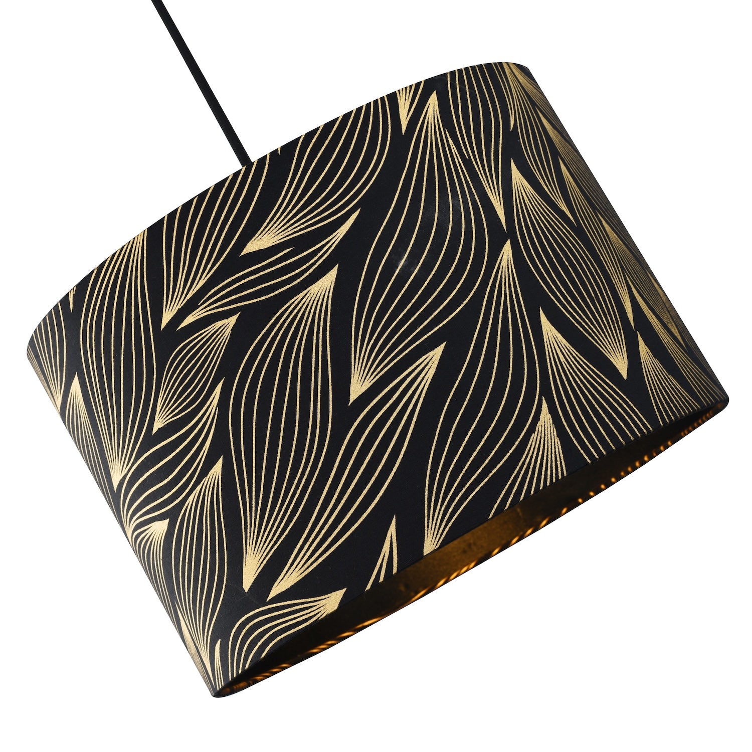 Designer Black Lamp Shade with Gold Foil Leaves with Inner Satin Fabric Lining Image 2