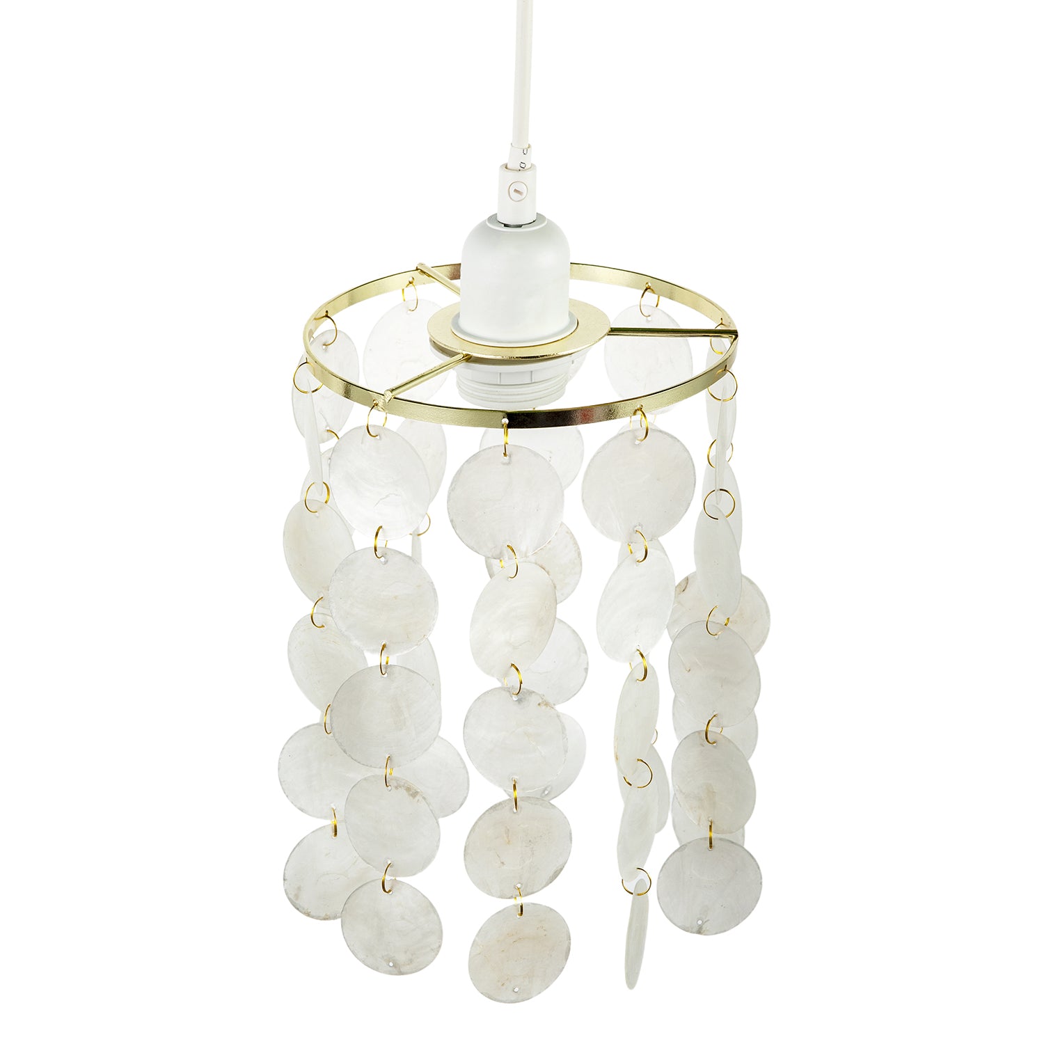 Pendant Light Shade with Cascading Natural Capiz Style Shell Discs Image 3