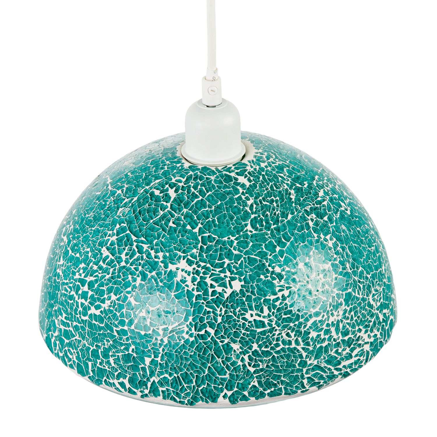 Teal Mosaic Handmade Pendant Lamp Shade with Domed Semi Circular Shape Image 3