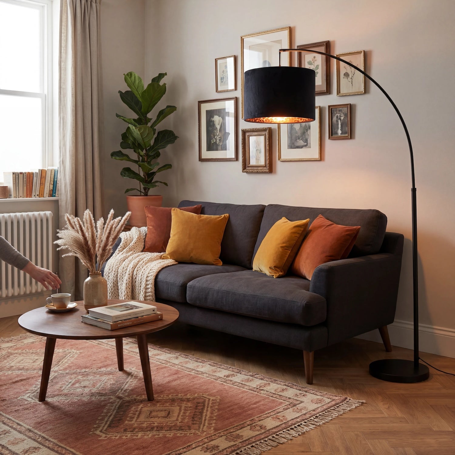 Black Velvet Lamp Shade with Inner Leopard Print Satin Shimmer Lining Image 6