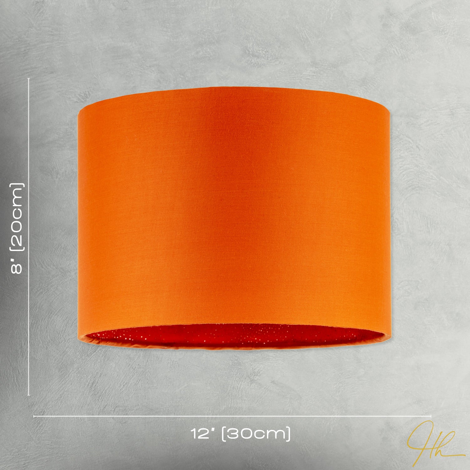 Contemporary Drum Lamp Shade in Vibrant Orange Cotton Blend Fabric Image 7