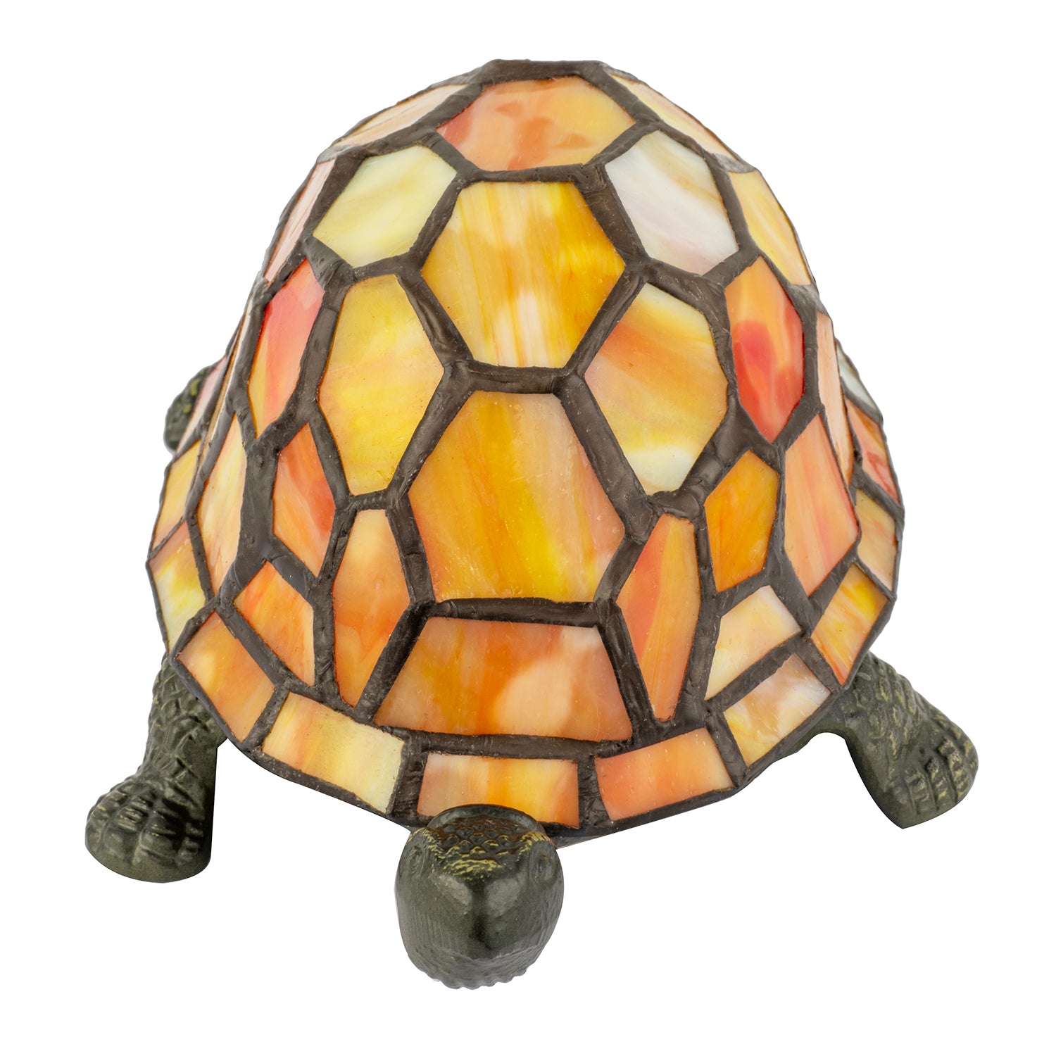 Quirky Orange and Amber Stained Glass Tiffany Tortoise Table Lamp Image 5