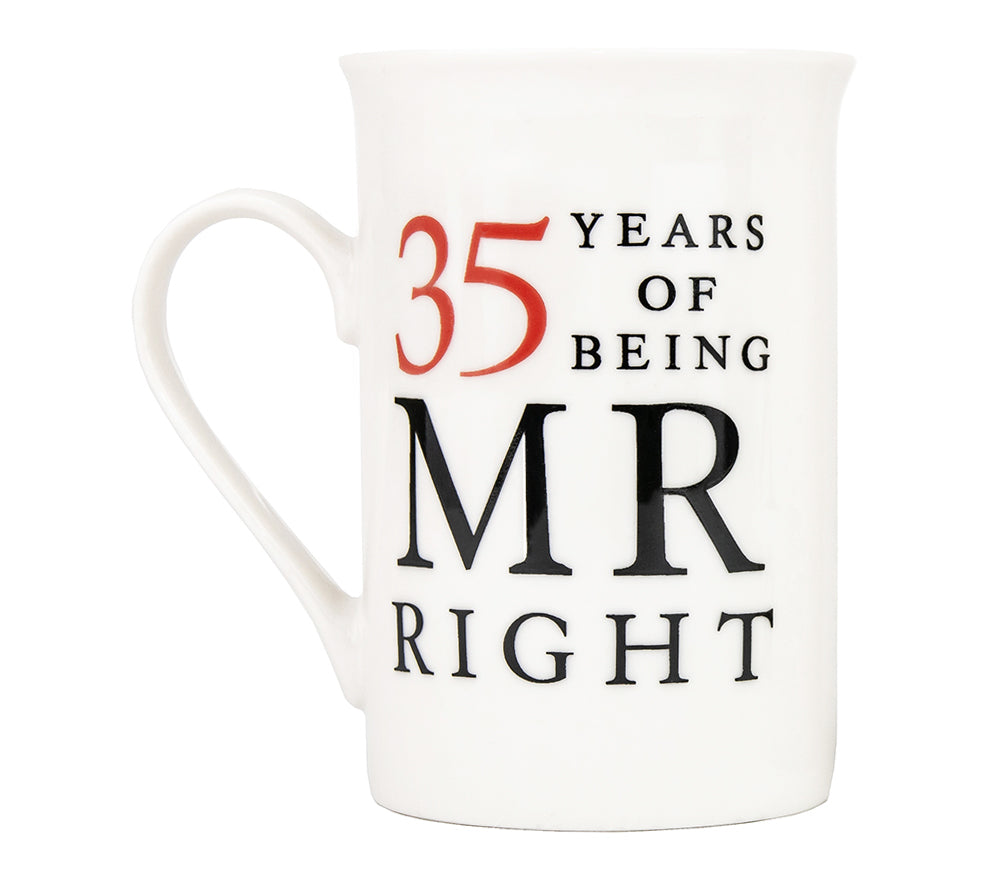 Ivory White 35th Anniversary Mr Right & Mrs Always Right Ceramic Mug Gift Set Image 2