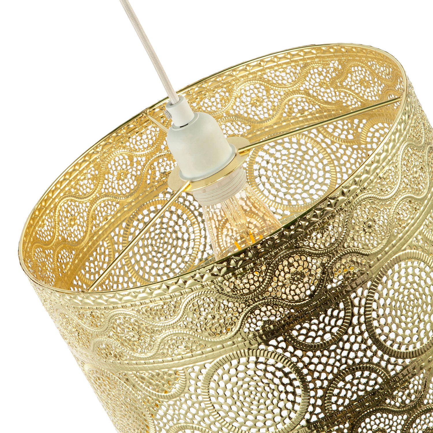 Ornate Moroccan Designed Pendant Shade with Wavy Lines and Circles Image 3