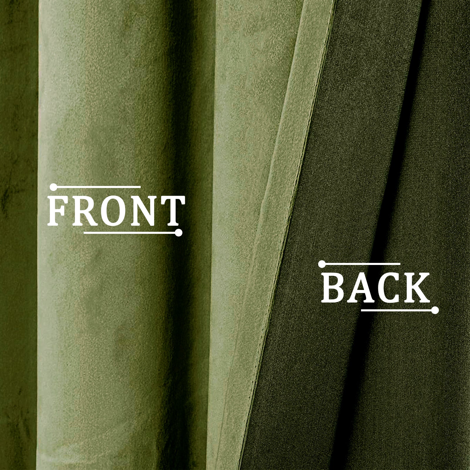 Olive Green Velvet Blackout Eyelet Curtains - 46x63 Inch Drop - Pair Image 3