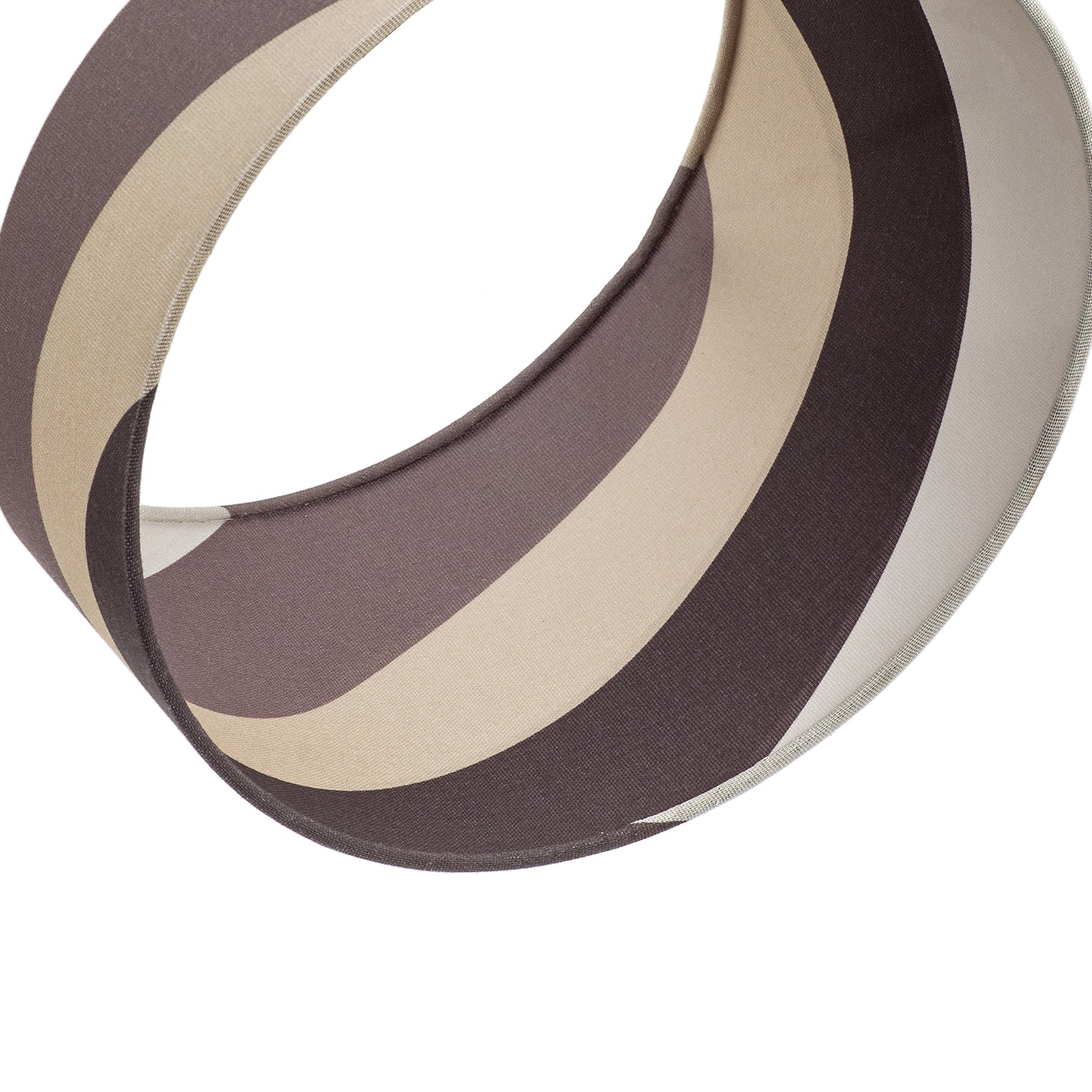 Taupe and Brown Linen Lamp Shade with Inner and Outer Wavy Design Image 3