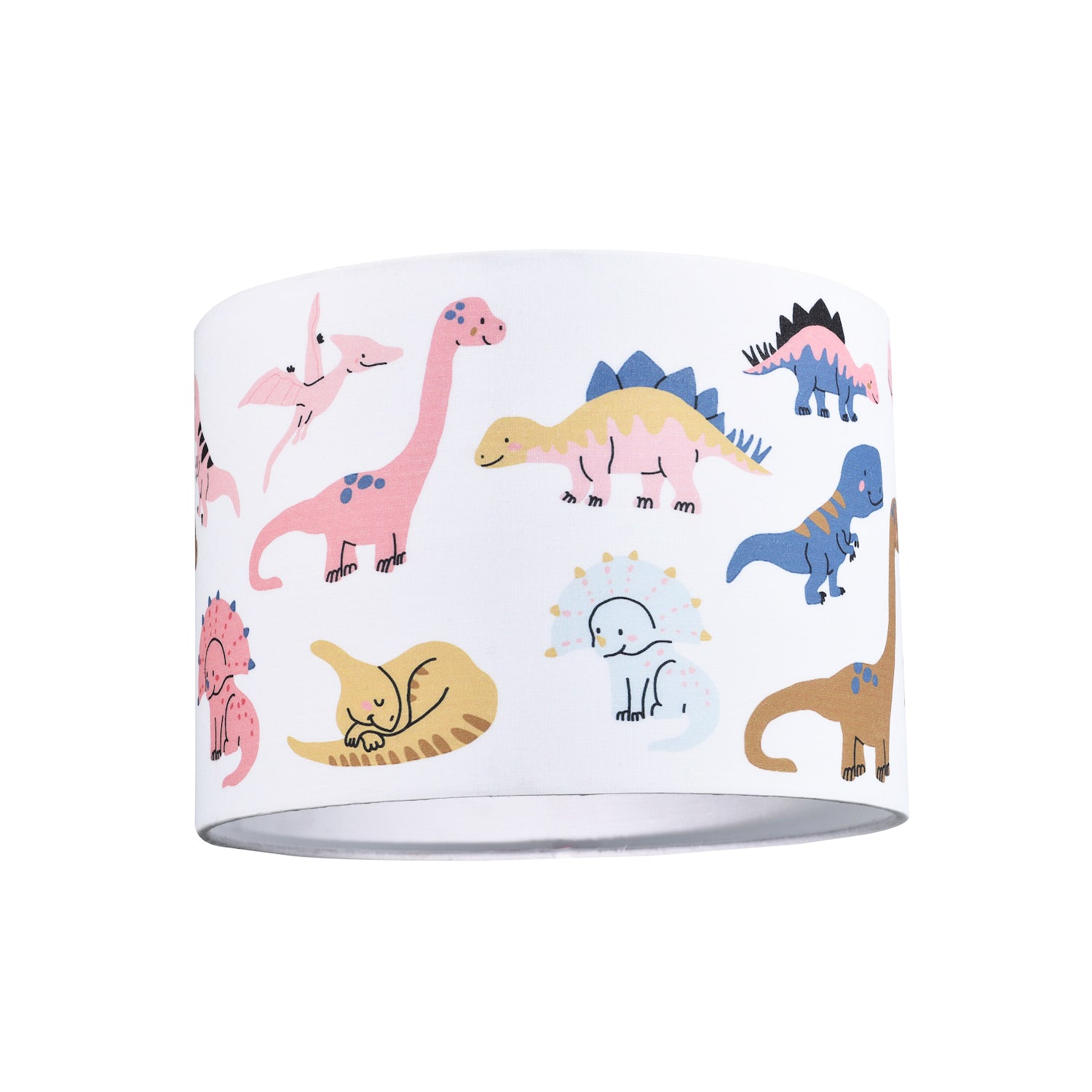 Cute and Fun Childs Colourful Dinosaur Cotton Fabric Lampshade with Inner Lining Image 1