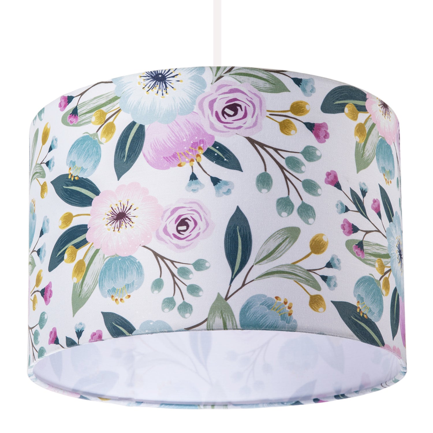 Elegant Cotton Lampshade with Watercolour Style Botanical Floral Decor Image 5