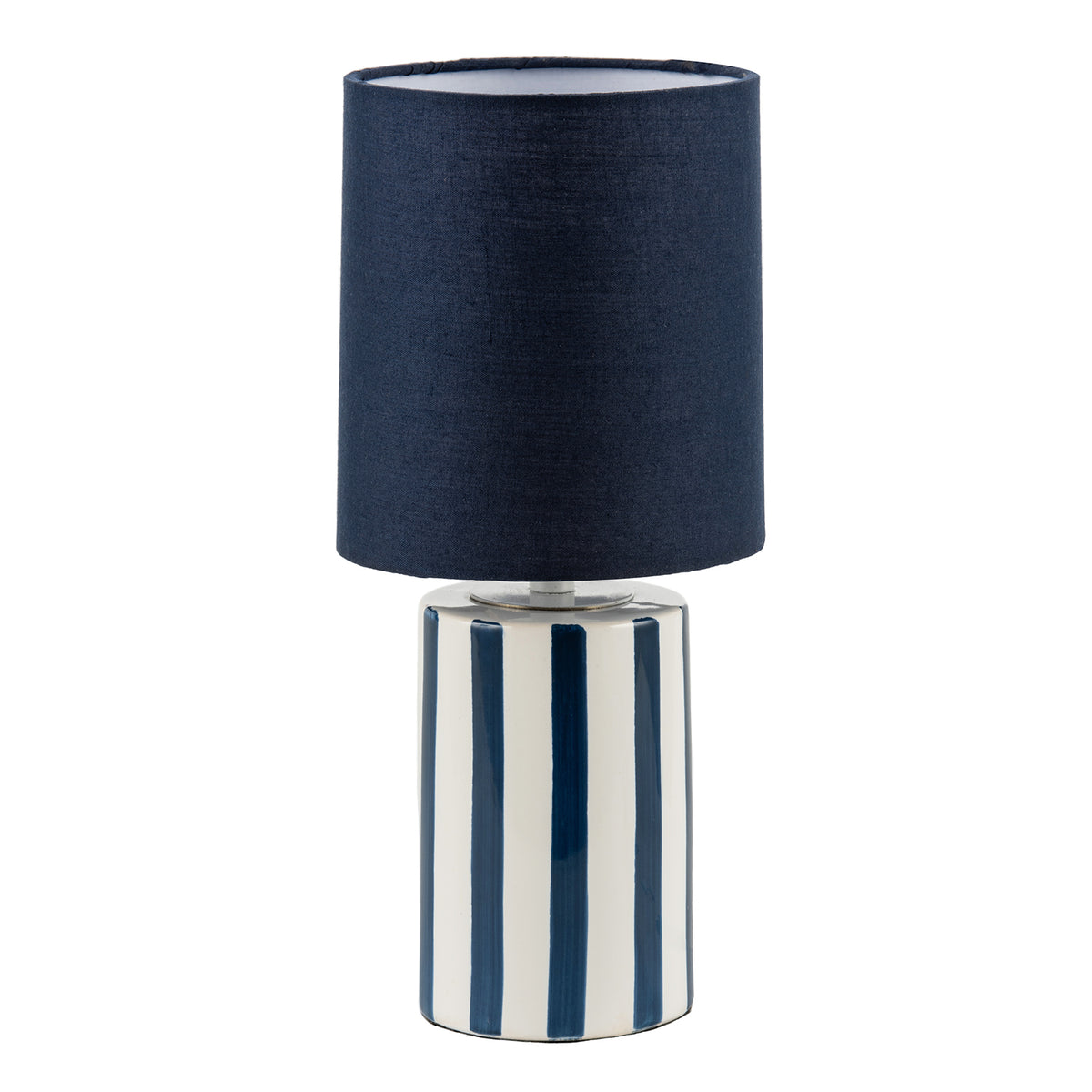 Navy Blue and White Striped Ceramic Coastal Modern Designed Table Lamp Image 1