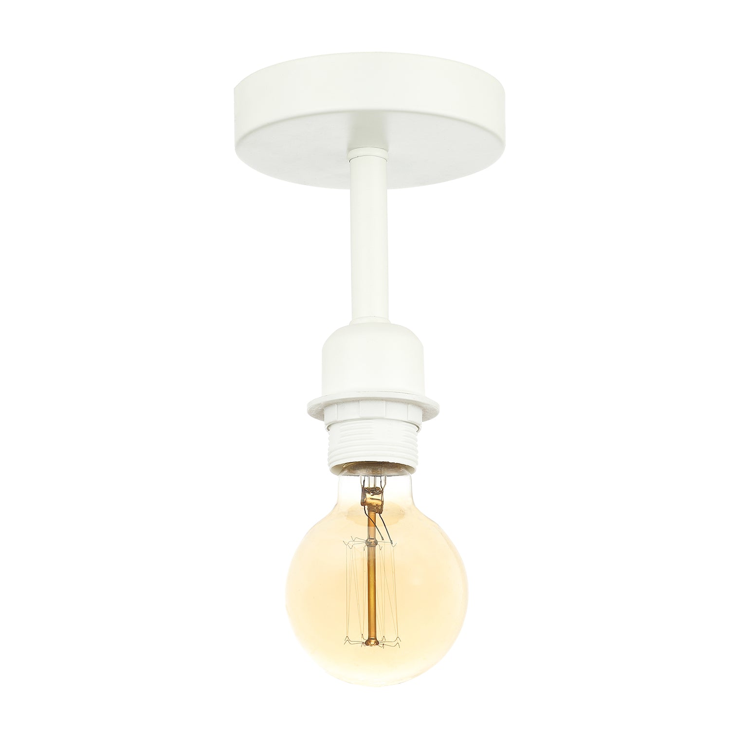 Traditional Matt White Ceiling Light Fitting for Industrial Style Light Bulbs Image 3