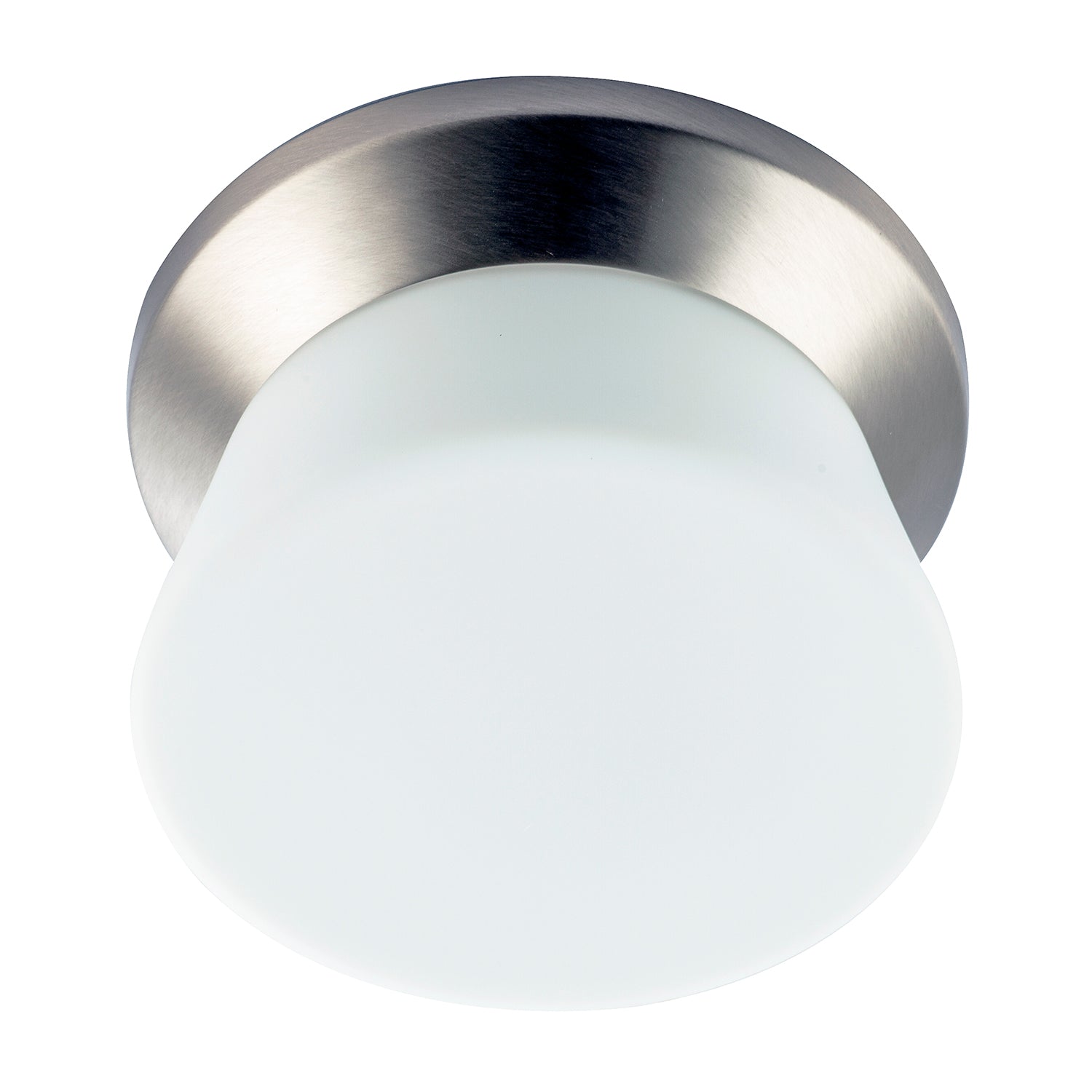 Modern Satin Nickel LED Bathroom Ceiling Light with Opal White Glass Image 3