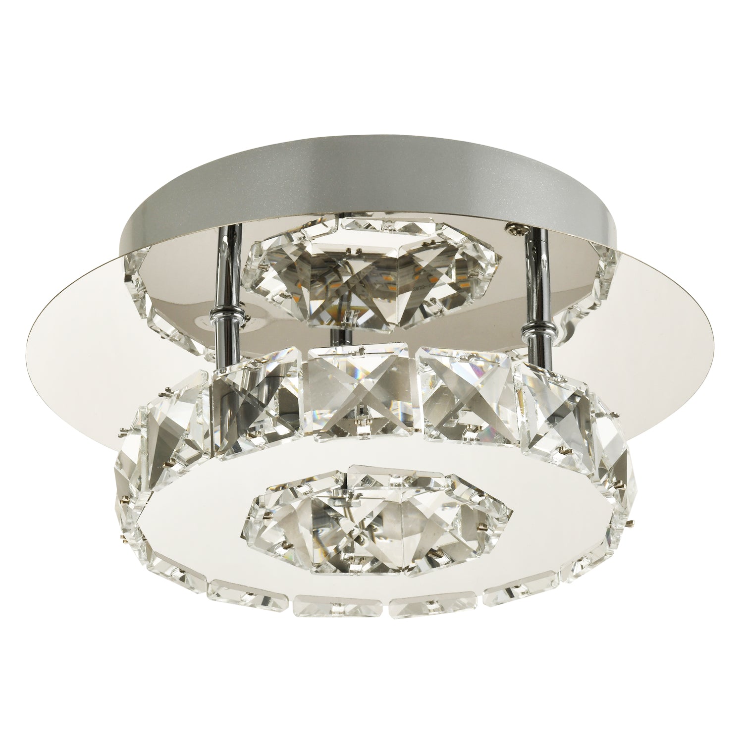 Modern LED Ceiling Light with Chrome Plated Metal and Clear Crystal Glass Beads Image 4