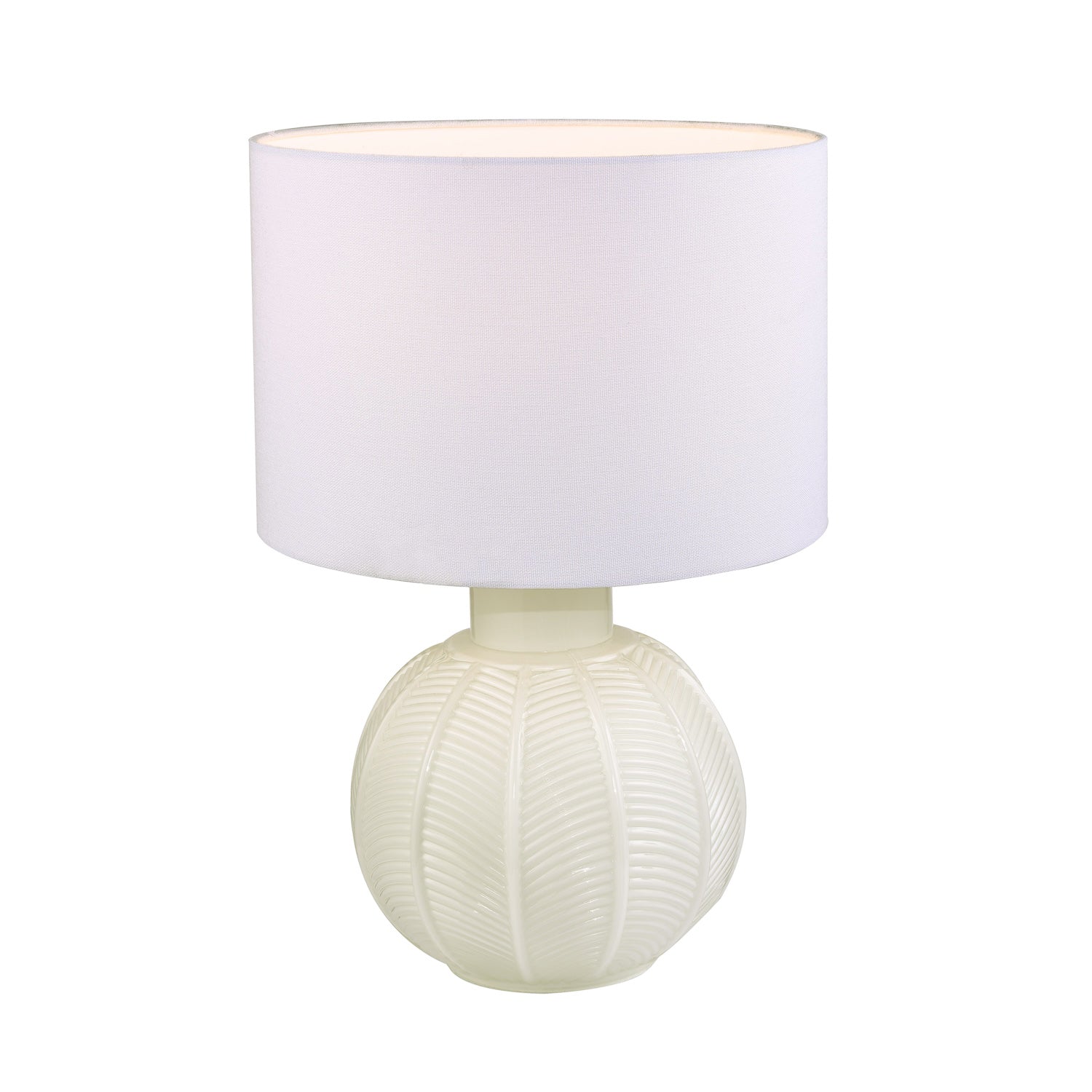 Contemporary Opal White Glass Table Lamp in Leaf Design and Ivory White Shade Image 5