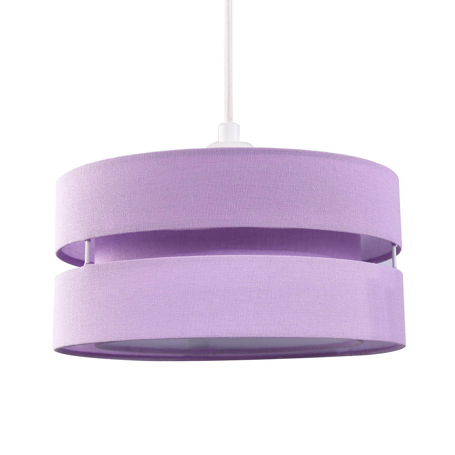 Contemporary Quality Lilac Linen Fabric Triple Tier Ceiling Pendant Light Shade Image 1