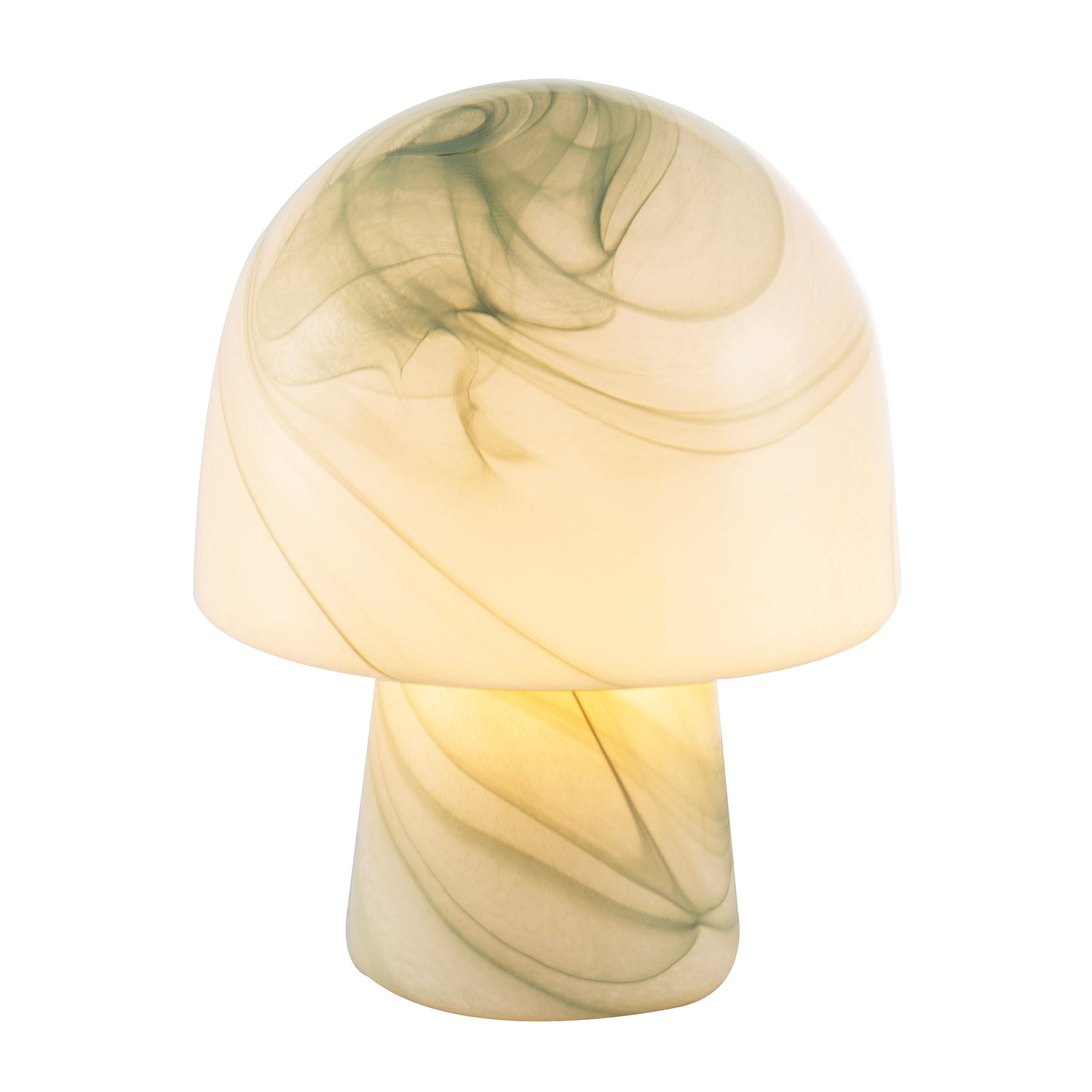 Modern Unique Green and White Marble Effect Glass Mushroom Table Lamp Image 8