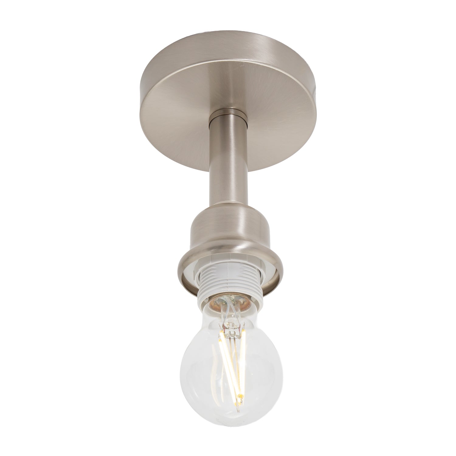 Contemporary Designer Short Semi Flush Satin Nickel Ceiling Rose Light Image 3