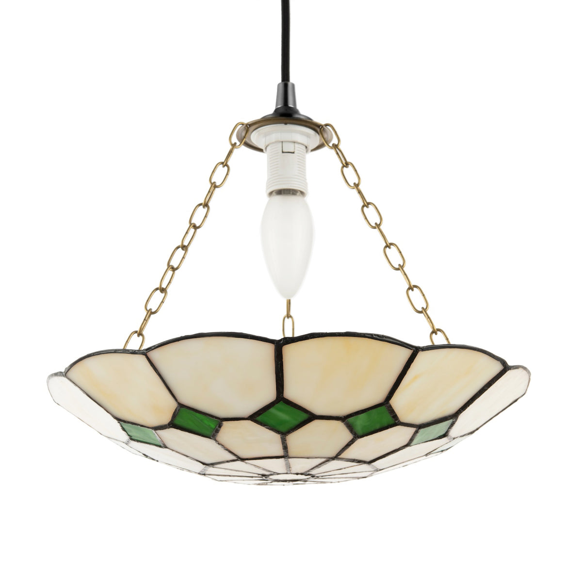 Classic Amber Stained Glass Tiffany Pendant Lighting Shade Diamonds