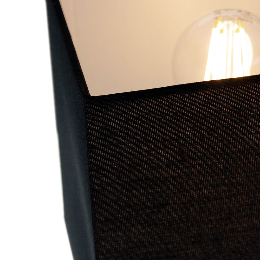 Contemporary and Stylish Ash Black Linen Fabric Square 16cm Lamp Shade Image 3