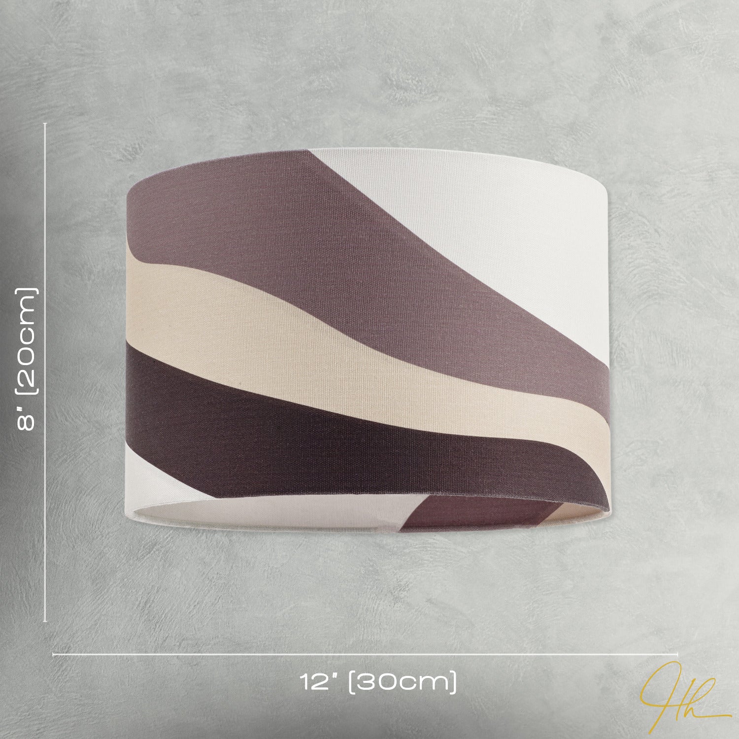 Taupe and Brown Linen Lamp Shade with Inner and Outer Wavy Design Image 7