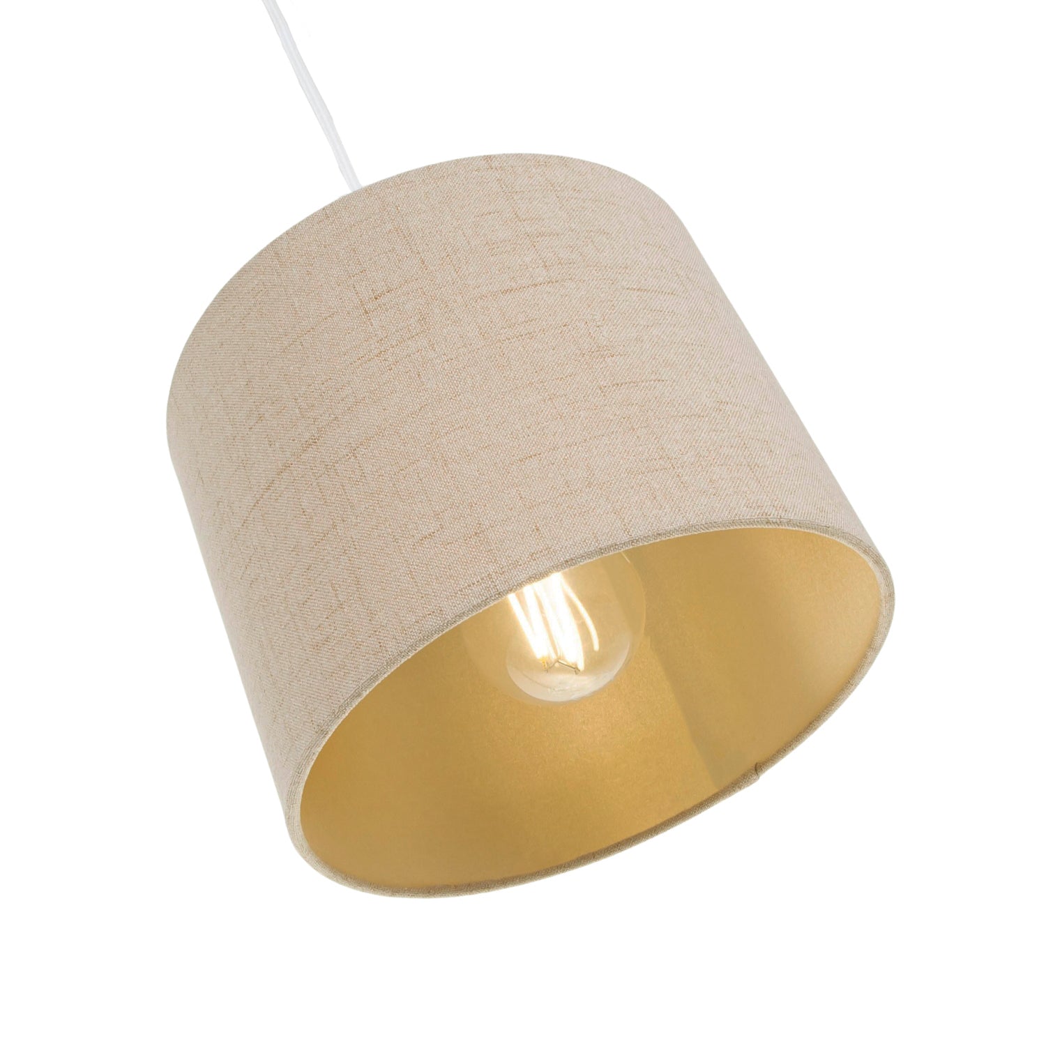 Modern Taupe Linen Fabric Small 8" Drum Lamp Shade with Matching Satin Lining Image 3