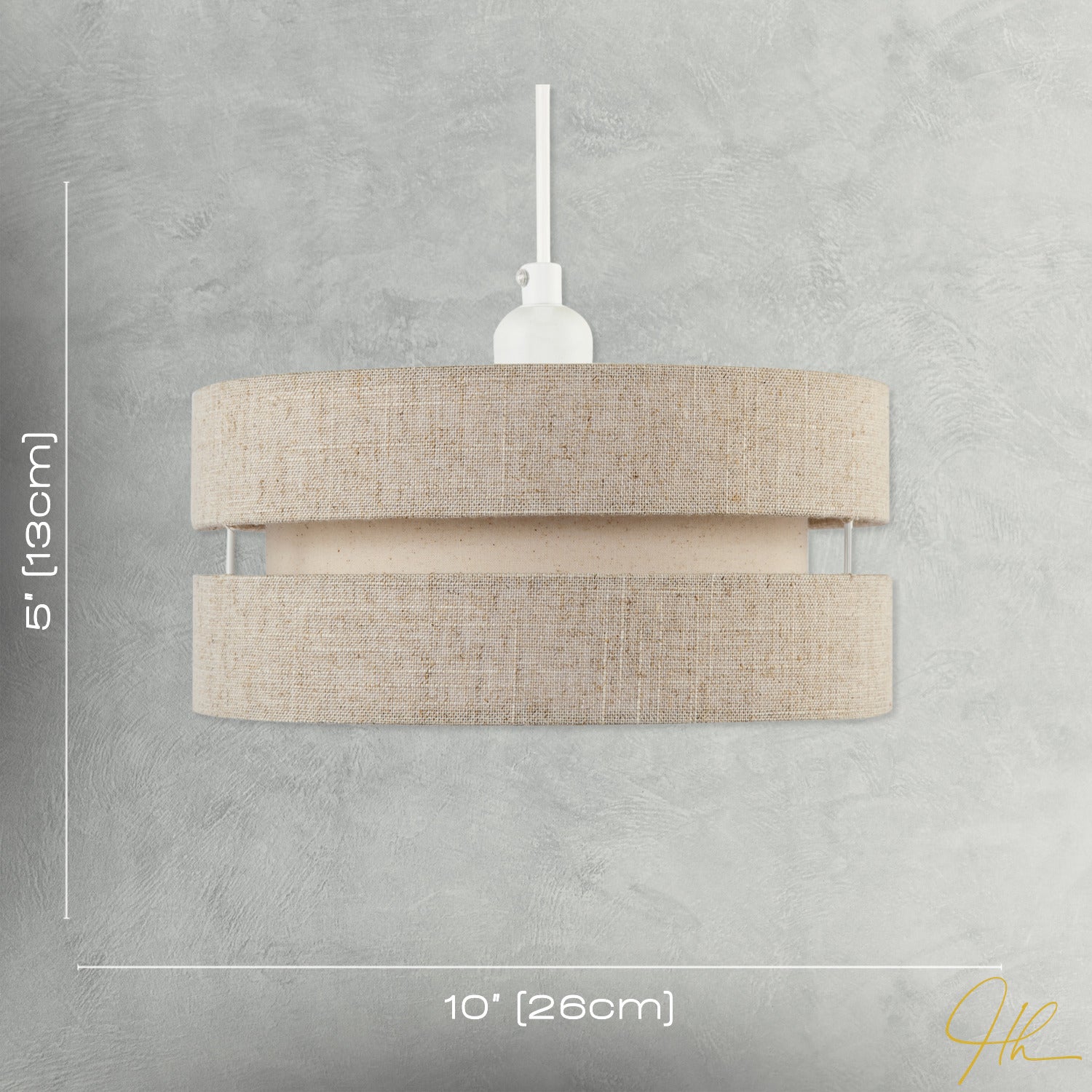 Modern Natural Textured Oatmeal Linen Triple Tier Pendant Light Shade Image 7