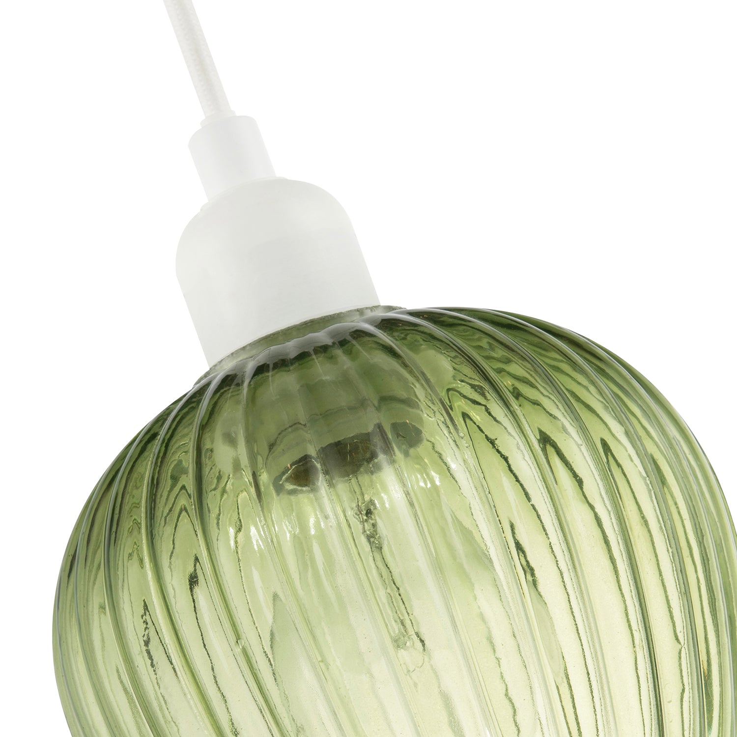 Modern Green Easy Fit Pendant Lighting Shade with Ridged Fluted Lines Image 4
