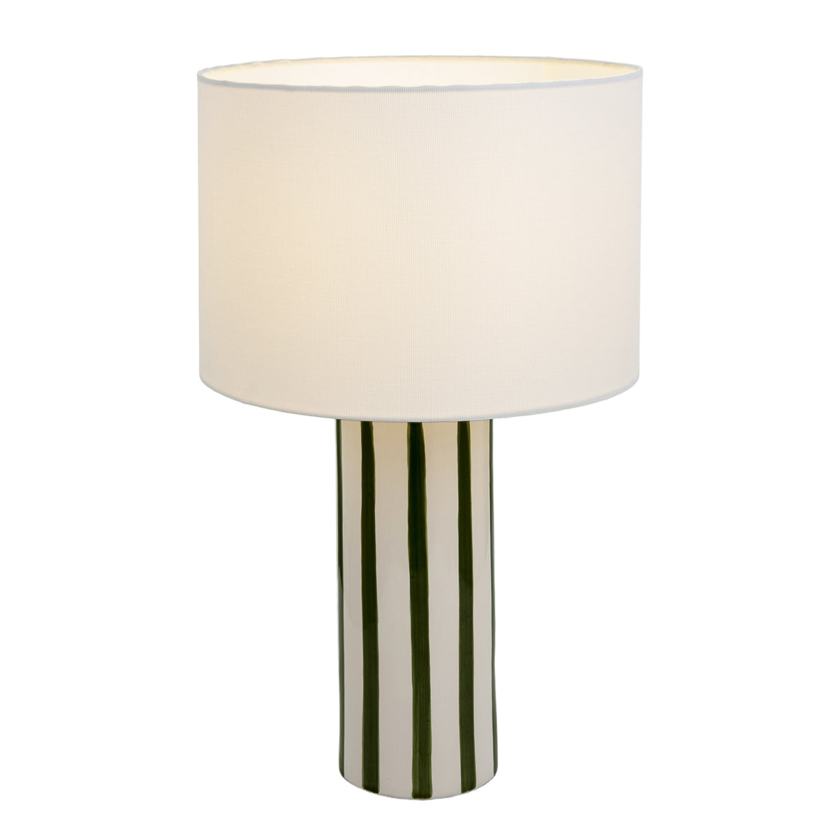 Smart Ceramic Table Lamp with Hand Painted Olive Green Stripes Image 5