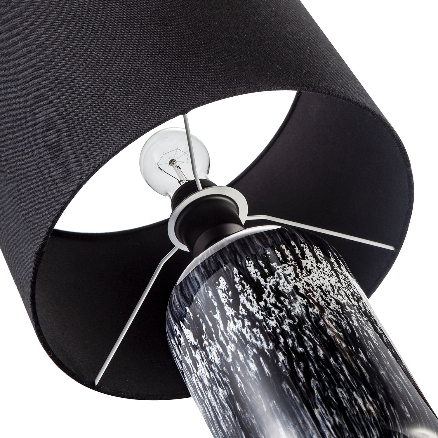 Modern Black and White Marble Drip Snowflake Glass Lamp with Shade Image 5