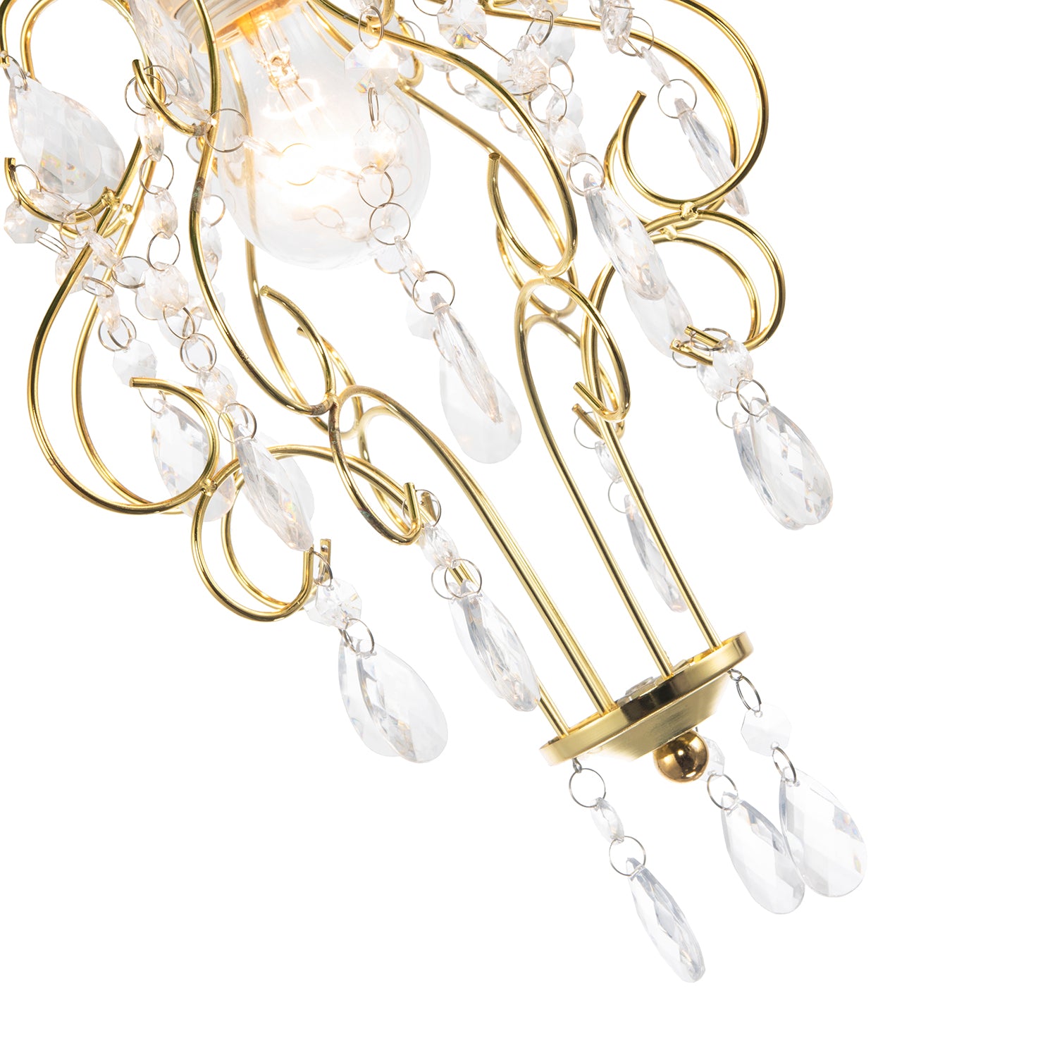 Polished Gold Shabby Chic Chandelier Style Pendant Shade with Acrylic Image 5
