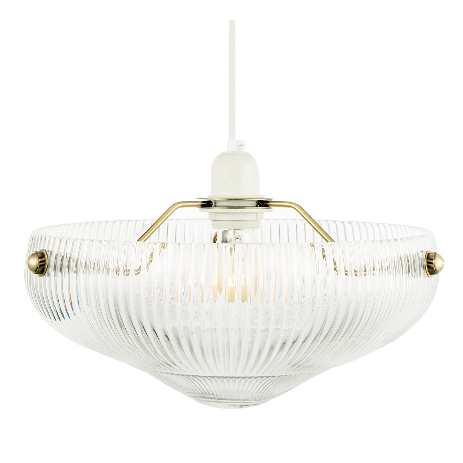 Modern Transparent Mini Line Ribbed Glass Pendant Bowl Lamp Shade Image 5