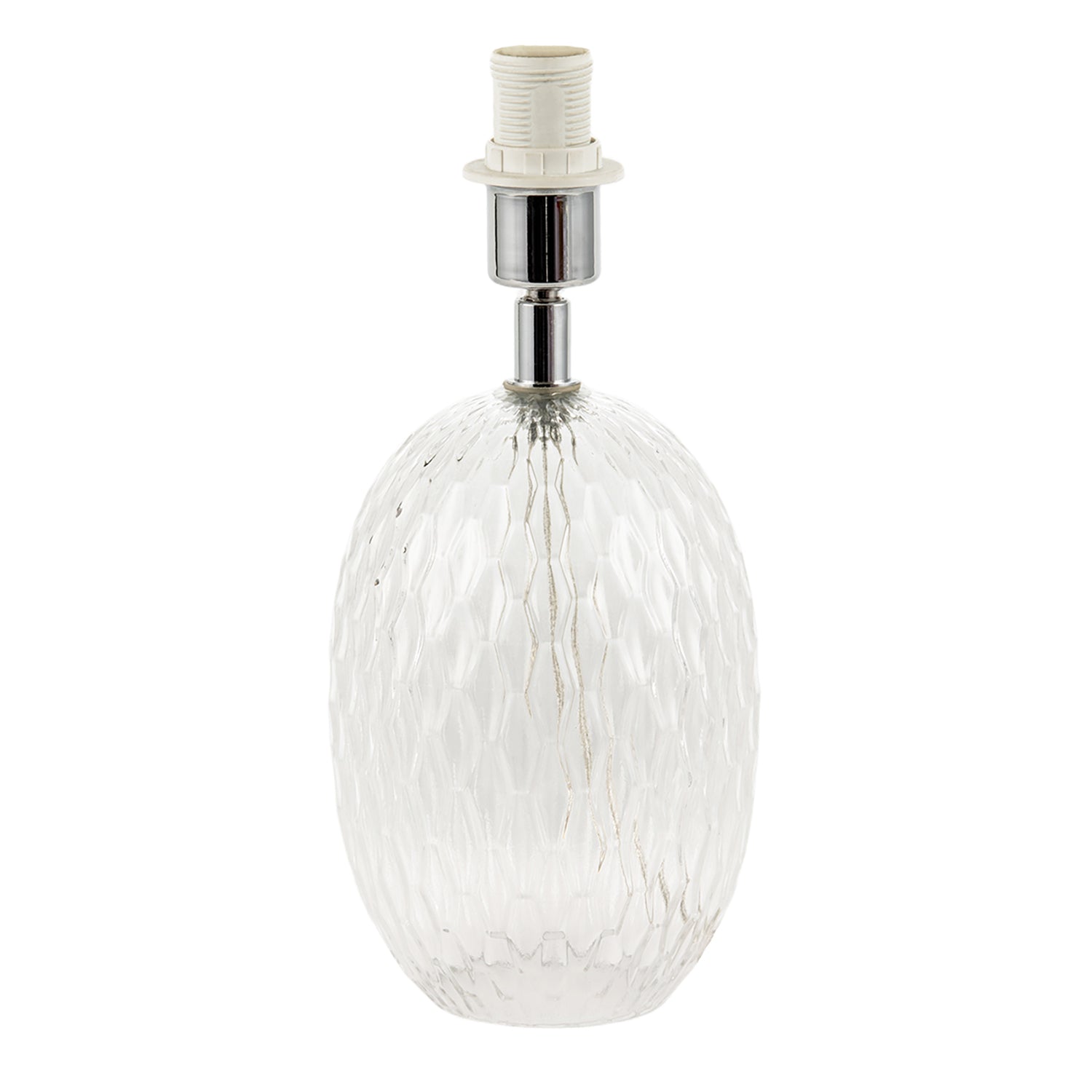 Elegant Clear Glass Table Lamp Base with Textured Diamond Cut Pattern Image 1