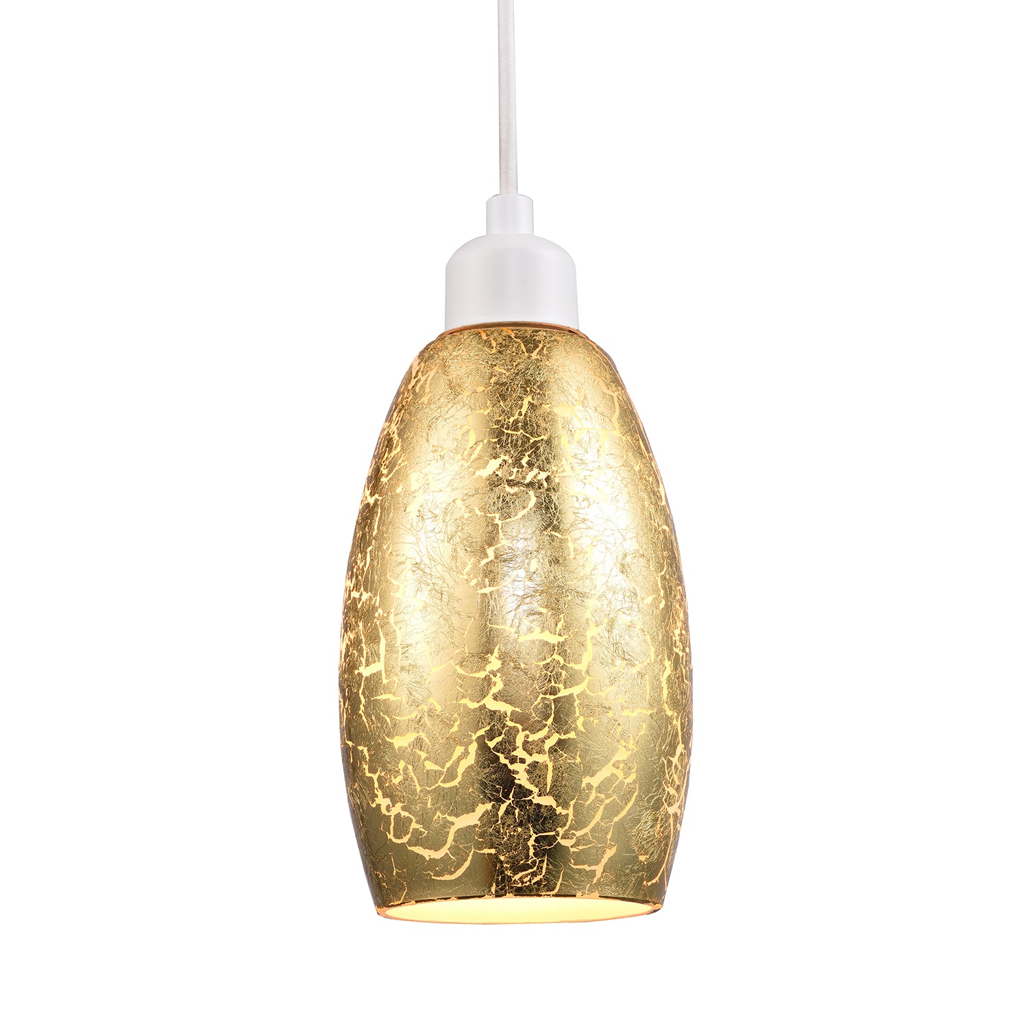 Modern Gold Foil Print Glass Pendant Light Shade with Curving Rectangular Body Image 1