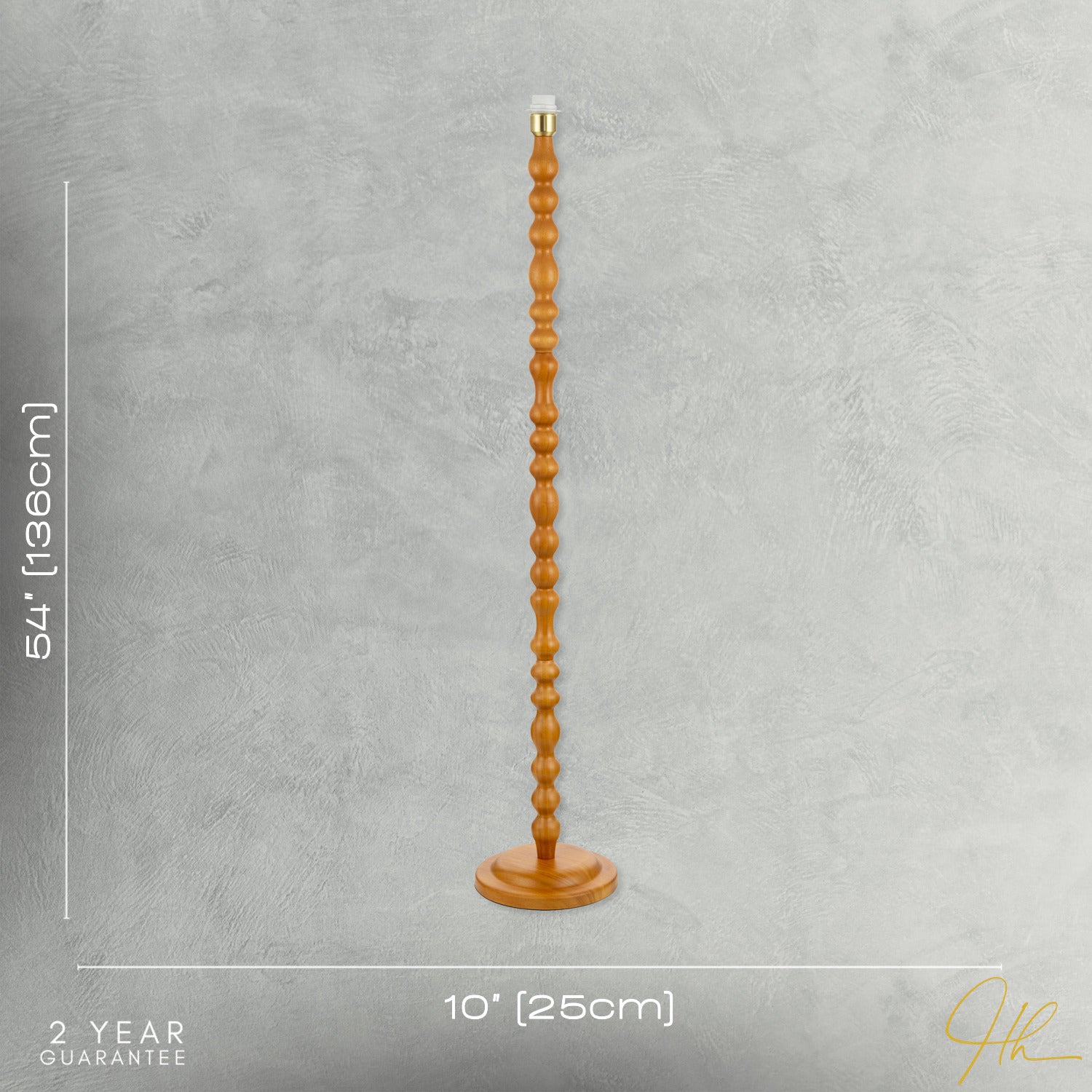 Oak Wooden Classic Standing Floor Lamp Base with Rippled Pole Design Image 7