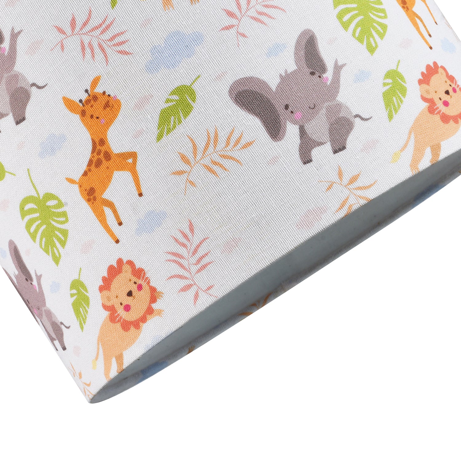 Jungle Animals Childrens Linen Fabric Lamp Shade - Elephants Lions and Giraffes Image 4