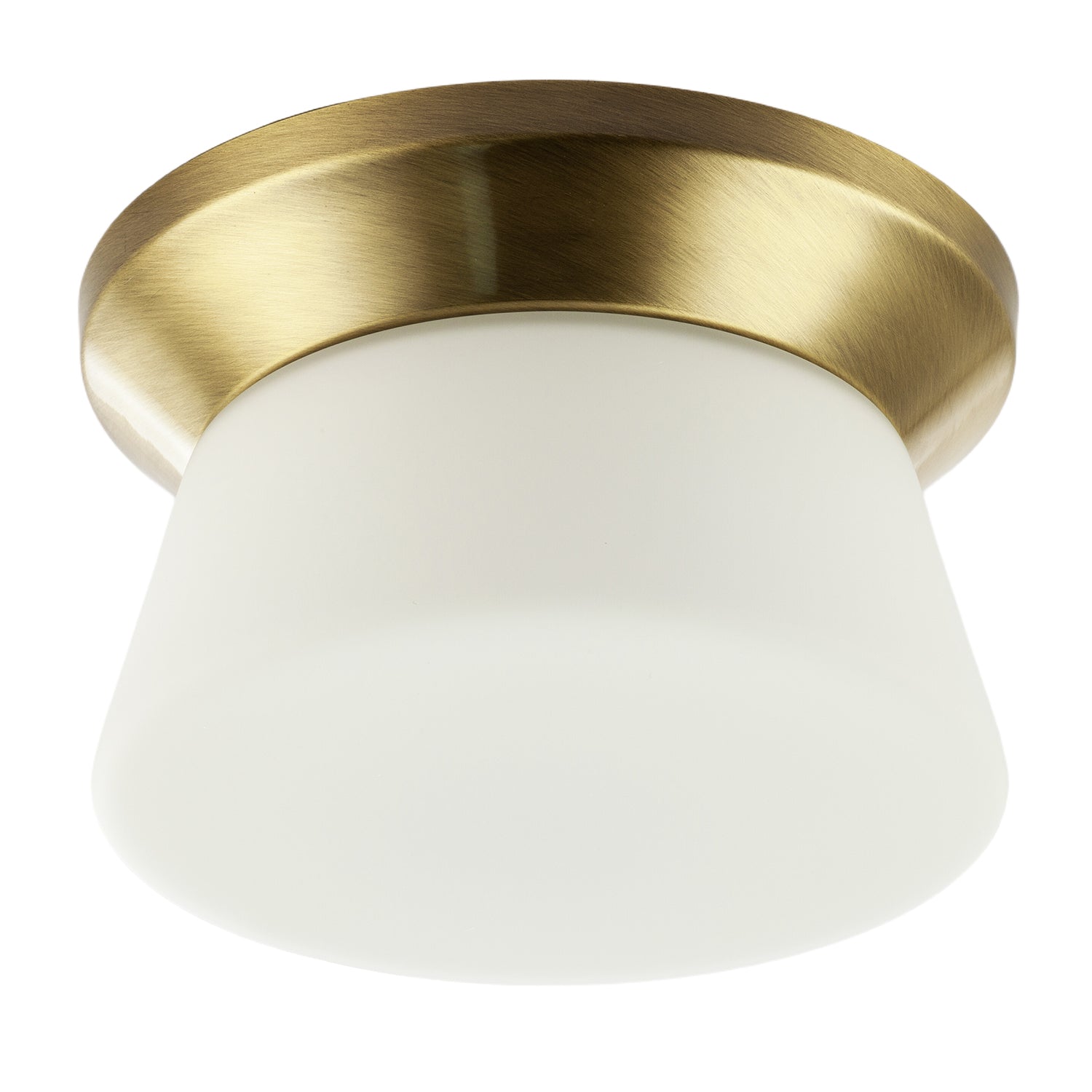 Modern Antique Brass LED Bathroom Ceiling Light with Opal White Glass Image 3