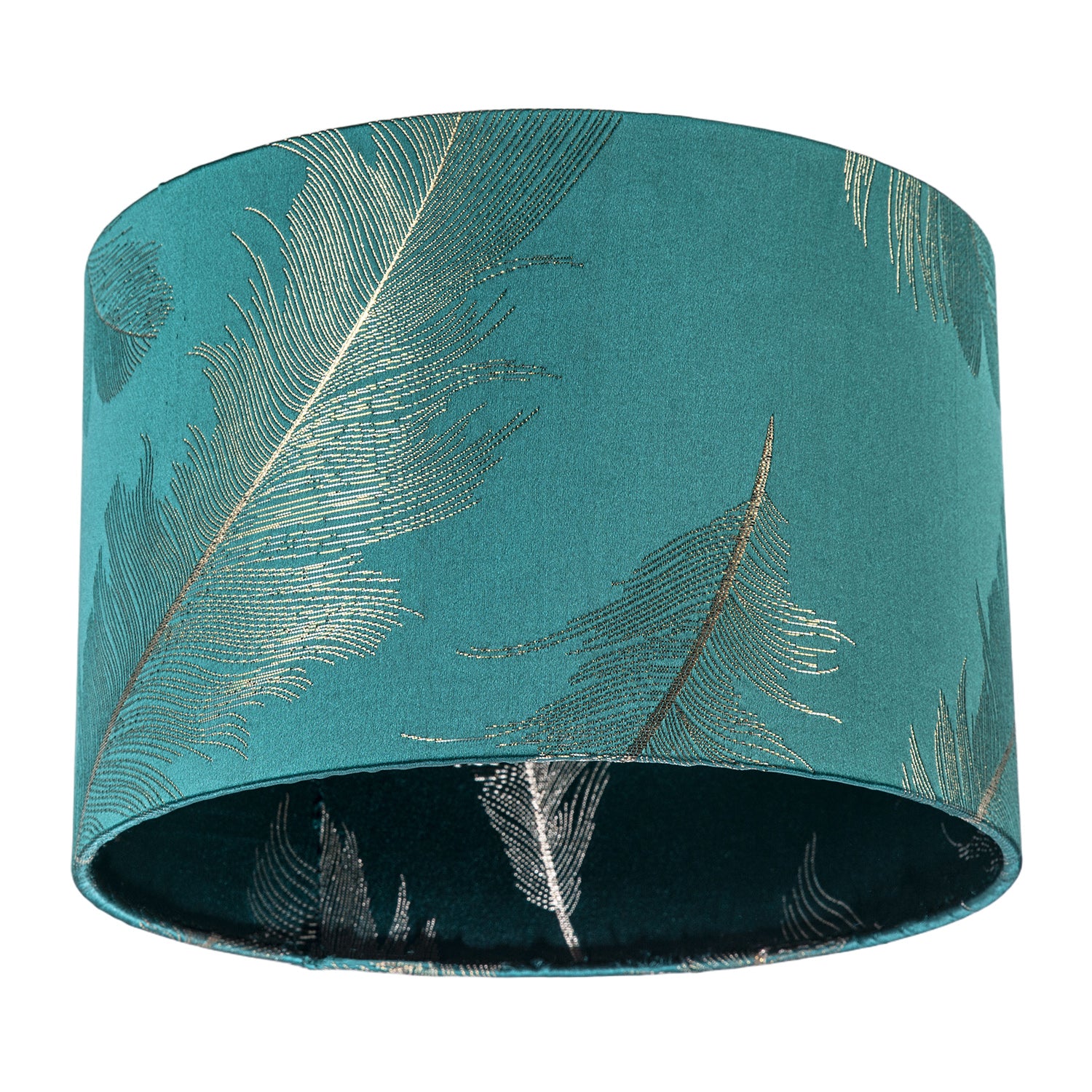 Dark Emerald Green Cotton Jacquard Shade with Gold Foil Fern Design Image 4