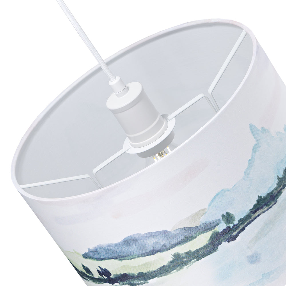 Beautiful Country Landscape Themed Watercolour Cotton Fabric 12" Drum Lampshade Image 5