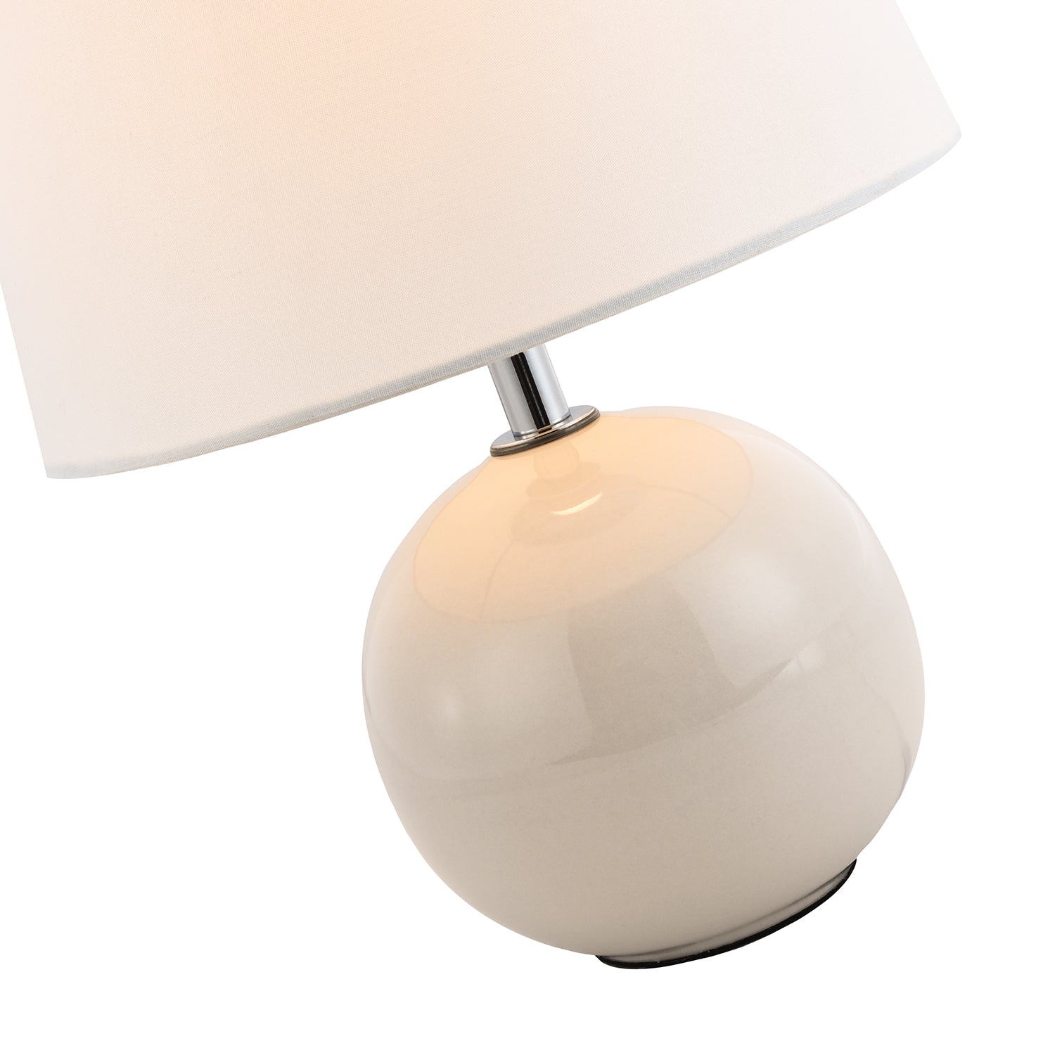 Traditional Classic Round Ceramic Table Lamp Base in Off-White Gloss Finish Image 5