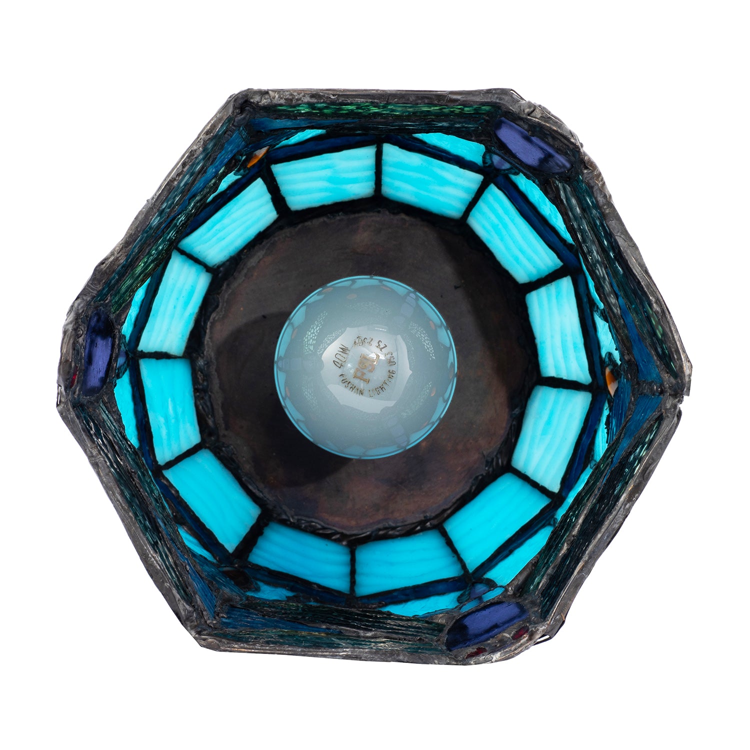 Classic Dragonfly Tiffany Uplighter Lamp in Midnight and Sky Blue Image 3