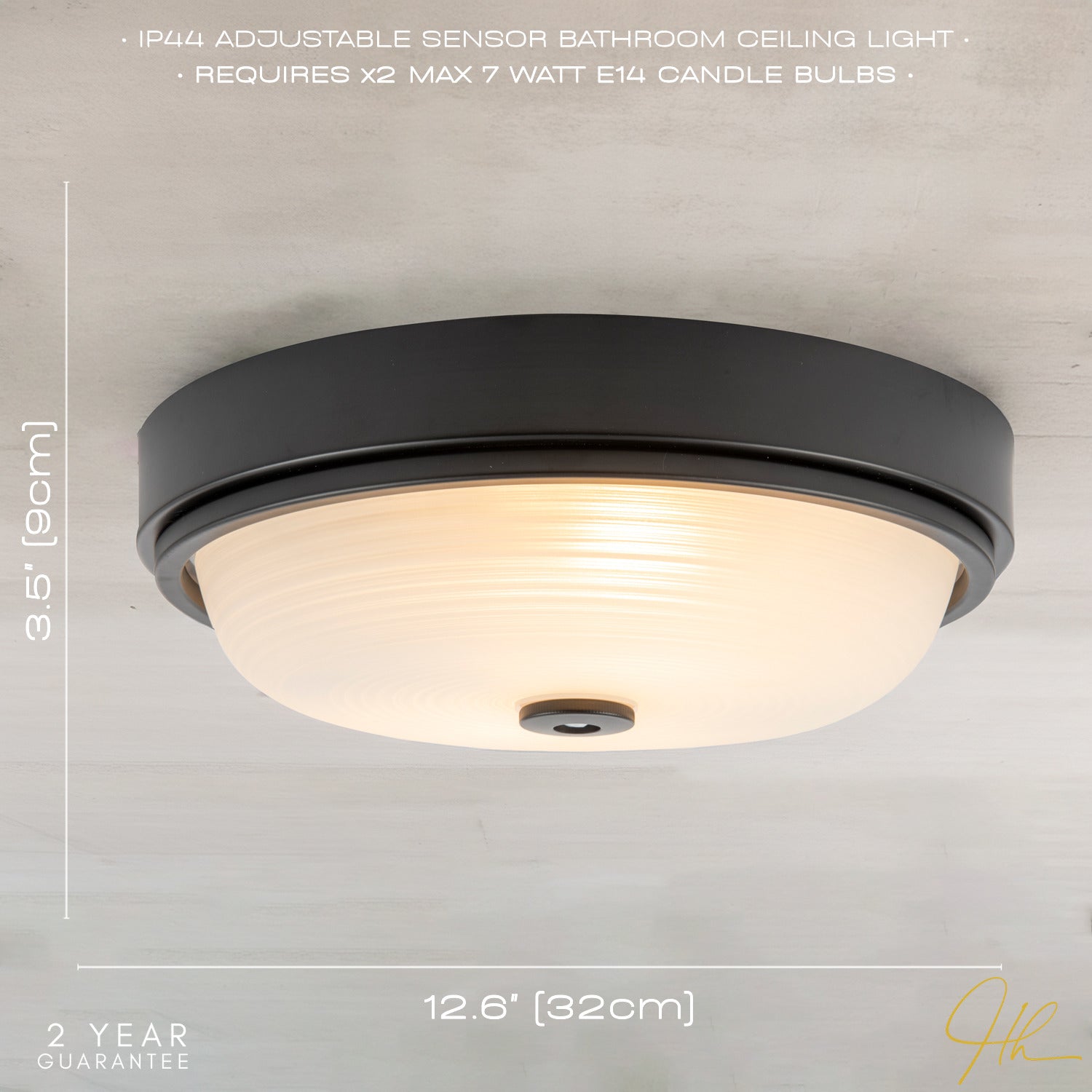 Sensor IP44 Bathroom Ceiling Light in Matte Black with Multi Functions Image 8