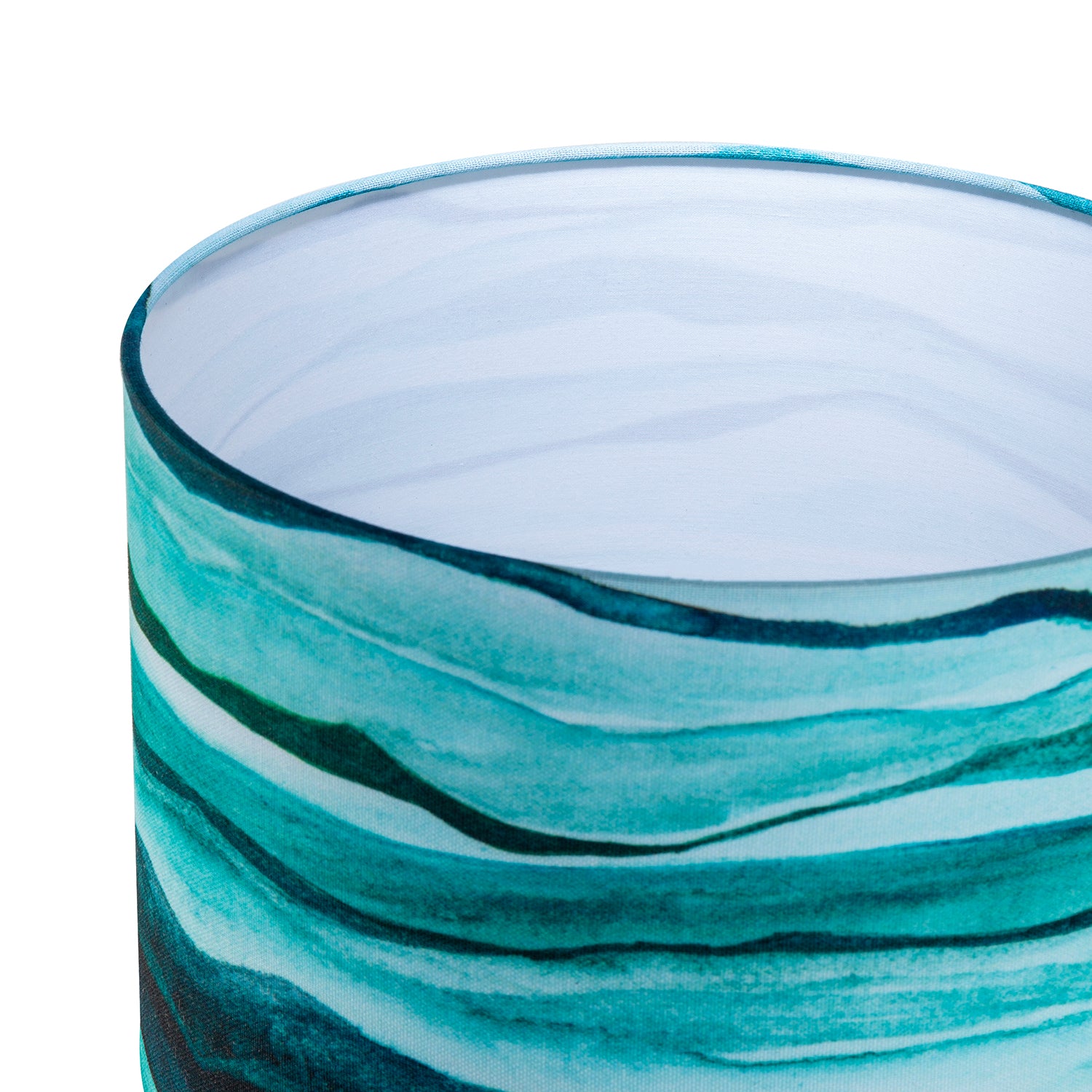 Sea Waves Drum Lamp Shade in Teal Duck Egg and Navy Blue - 30cm Linen Image 4