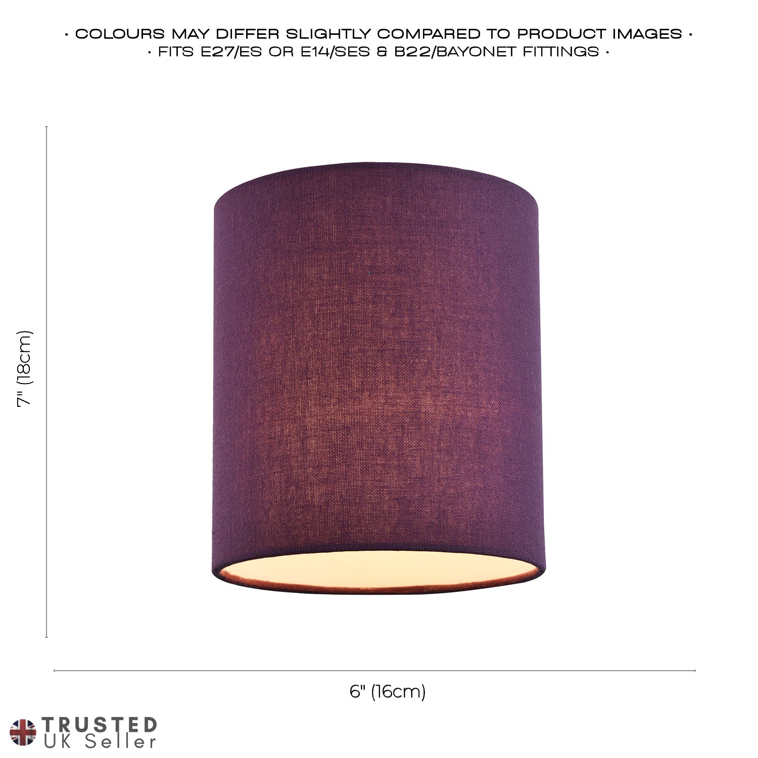 Contemporary and Elegant Vivid Purple Linen Fabric 18cm High Cylinder Lamp Shade Image 6