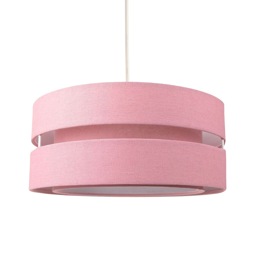 Contemporary Quality Pink Linen Fabric Triple Tier Ceiling Pendant Light Shade Image 1