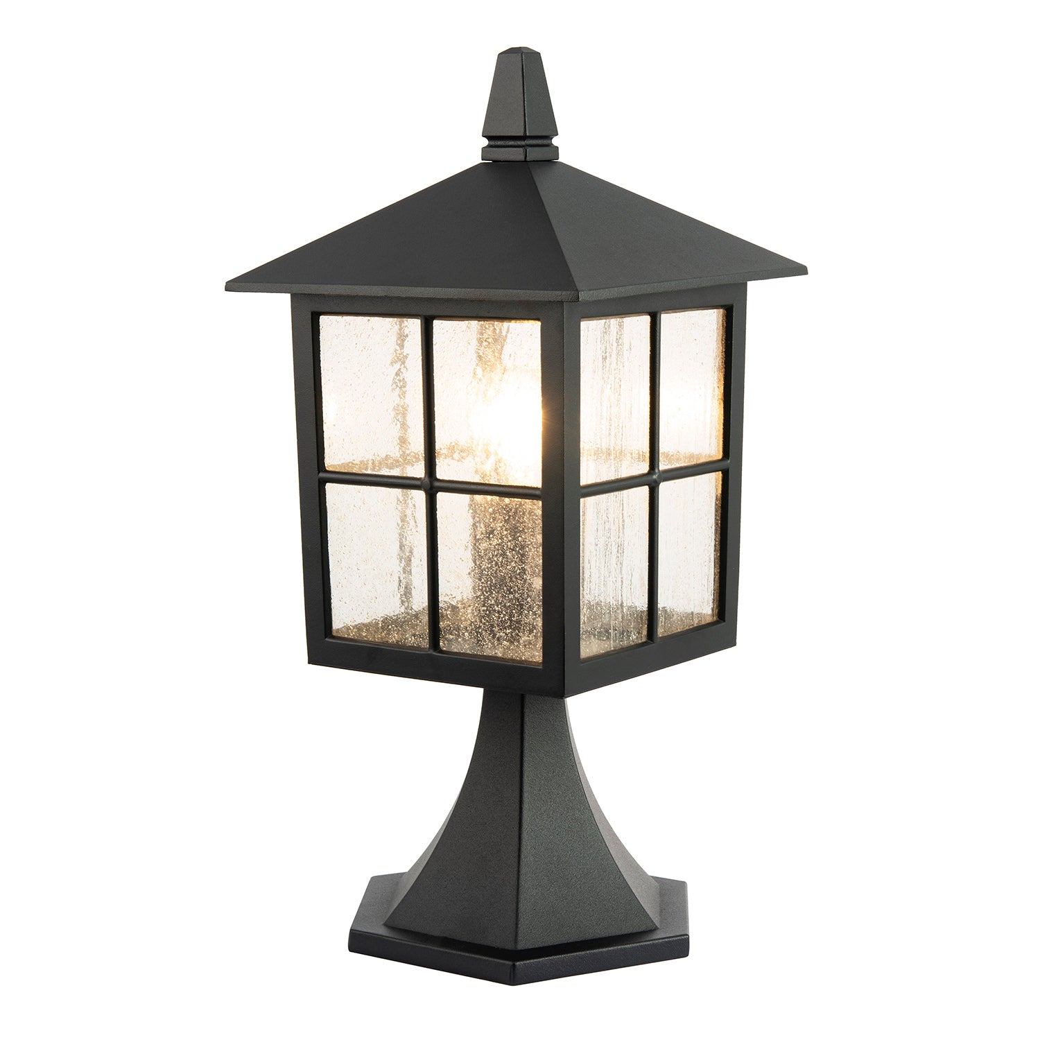 Classic Matte Black Die-Cast Aluminium Metal Exterior Lantern Bollard Fitting Image 1