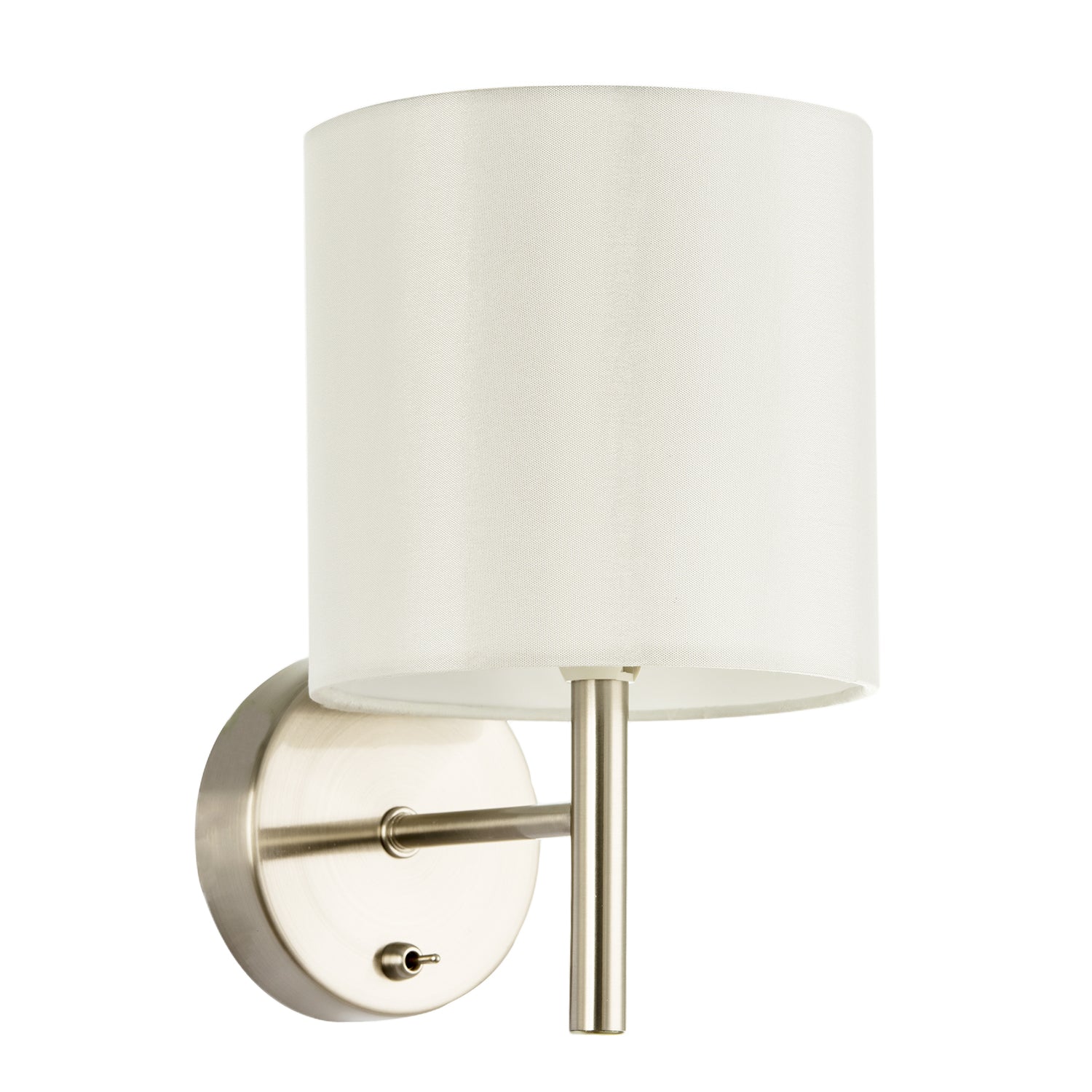 Modern Bedside Wall Lamp in Satin Nickel with Toggle Switch and Shade Image 1