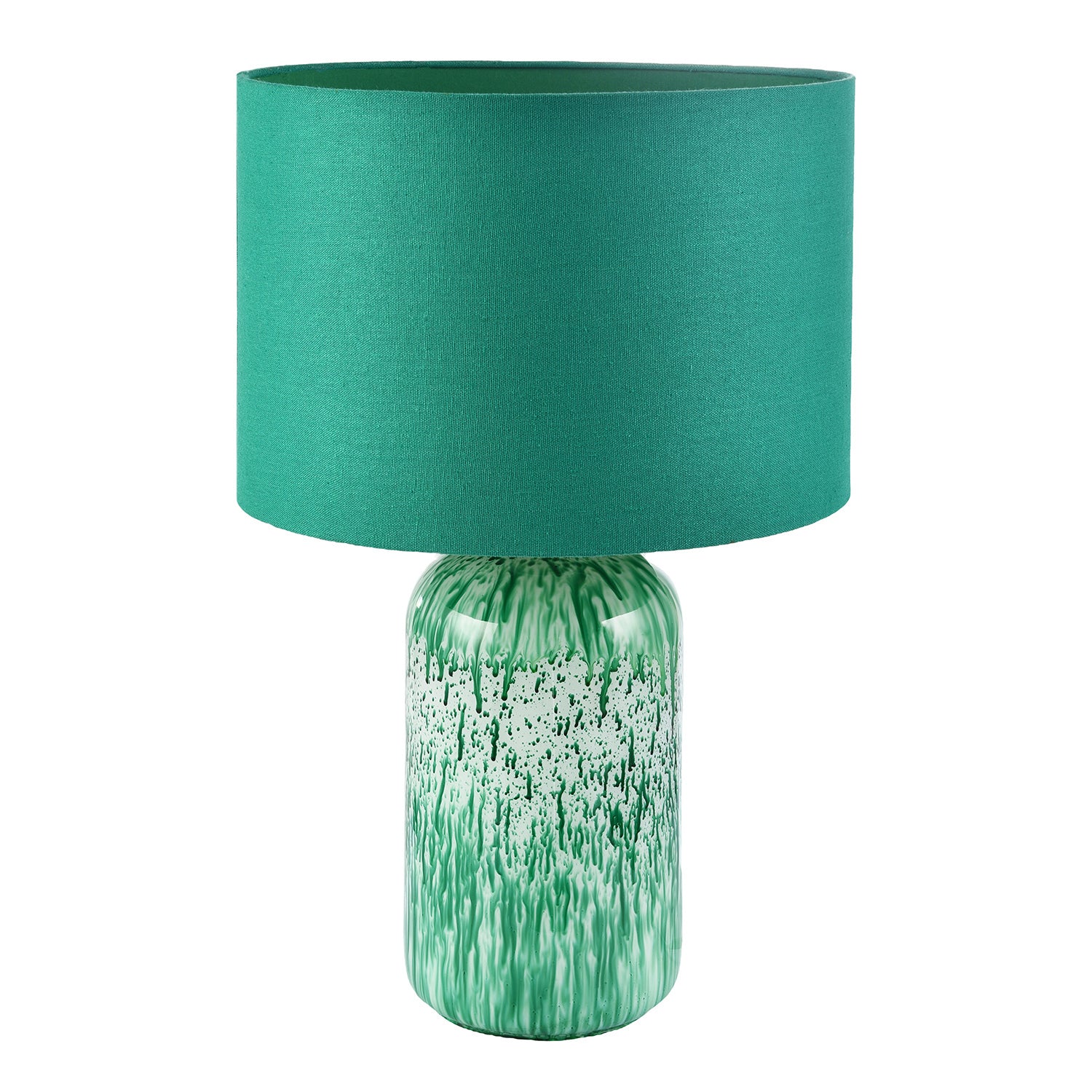 Modern Emerald Green Marble Drip Snowflake Glass Table Lamp with Shade Image 1