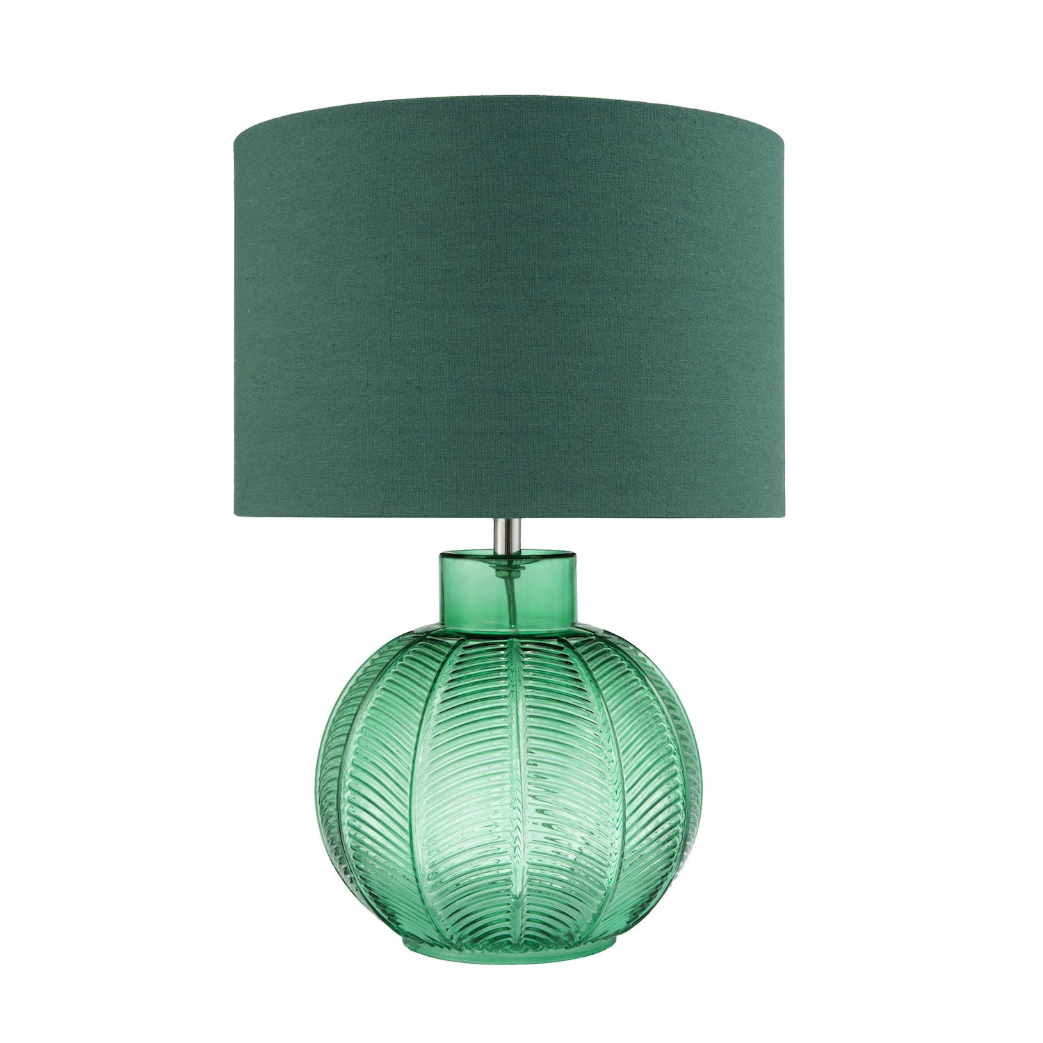 Contemporary Emerald Green Glass Lamp in Leaf Design and Forest Green Shade Image 5